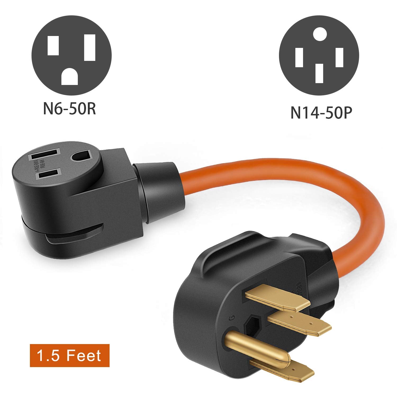 Cleyean Nema 14 50P To 6 50R Welder Adapter Cord, Welder Plug Outlet Adapter Power Cord Heavy Duty Stw 8Awg, 50Amp, 250V, 1.5Ft