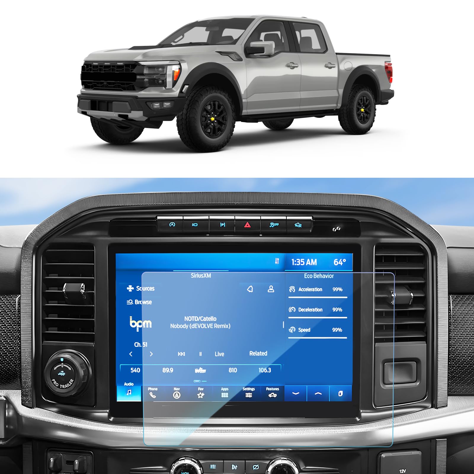 Sktu Screen Protector For 2021 2025 Ford F 150 2022 2024 Ford F 150 Lighting 12 Inch Navigation 2024 F 150 Accessories Tempered Glass Hd Clear