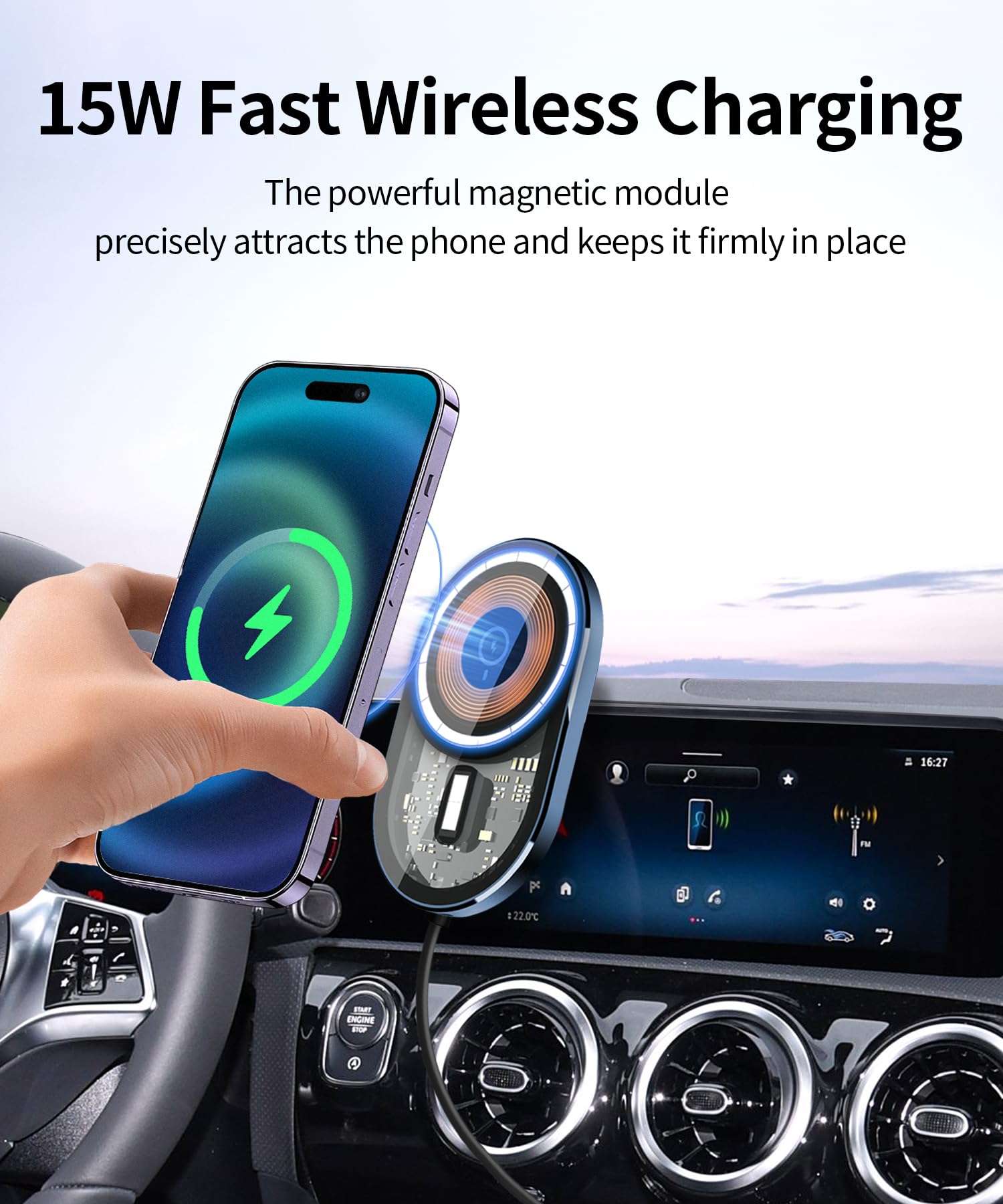 Masergogo Wireless Charging Car Phone Holder For Mercedes Benz Cla-Class 2020-2025/Glb-Class 2020-2025 Gla-Class 2021-2025/A-Cla