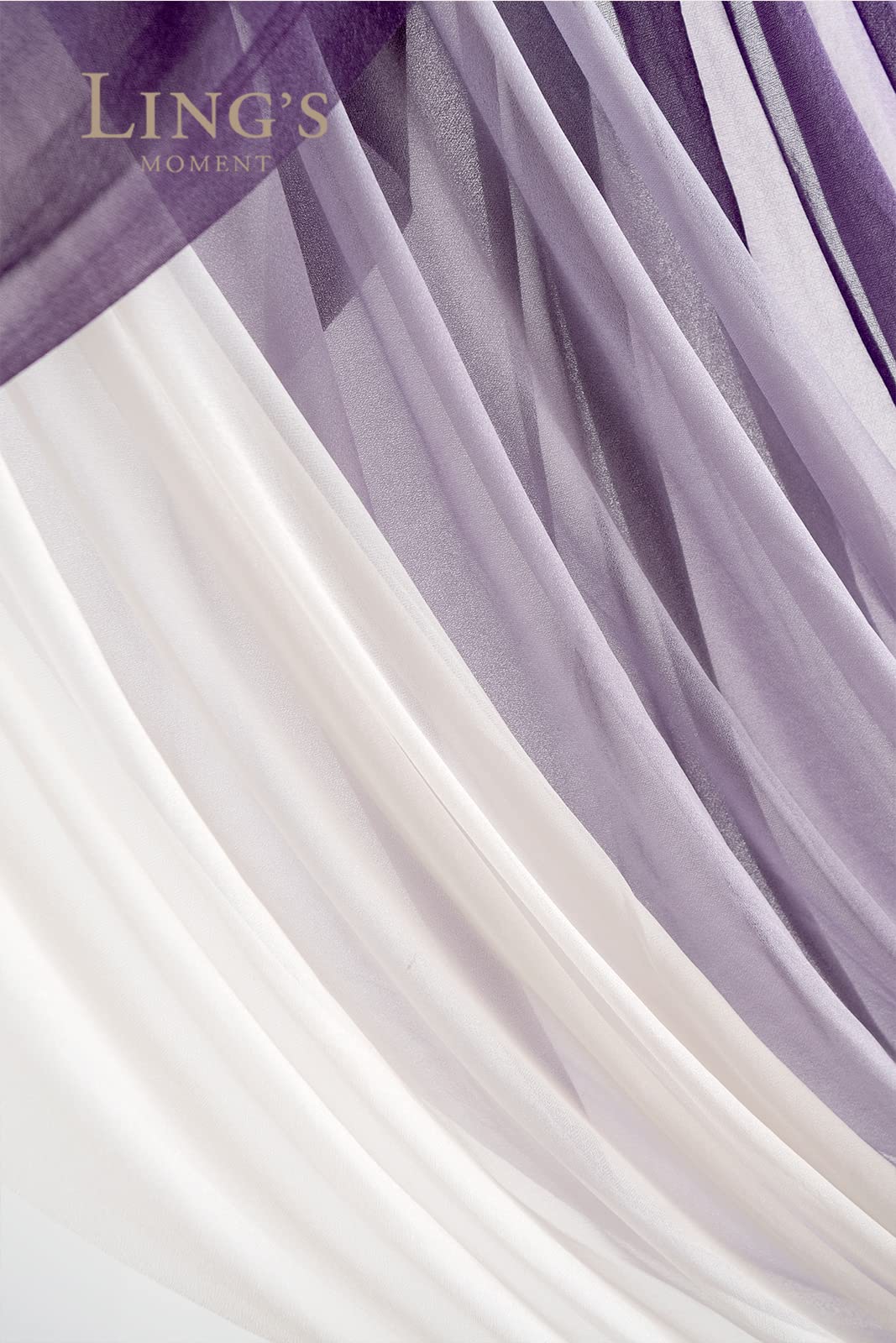 Ling'S Moment Easy Hanging Wedding Arch Chiffon Drape 3 Panels Purple 26.5Ft X 30'' W White Fabric For Wedding Ceremony Receptio