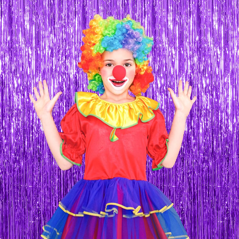 3 Pack Purple Streamers Backdrop Curtain Halloween Party Decorations Purple Tinsel Foil Fringe Backdrop Birthday Graduation Bach