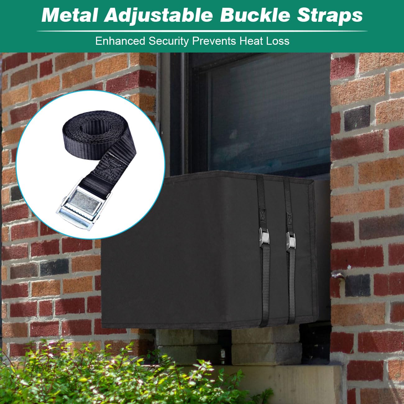 Waterproof Insulated Outdoor Window Air Conditioner Cover For Outside Ac Unit, 18X 13X 12 Inches (Wx Hx D)  Black