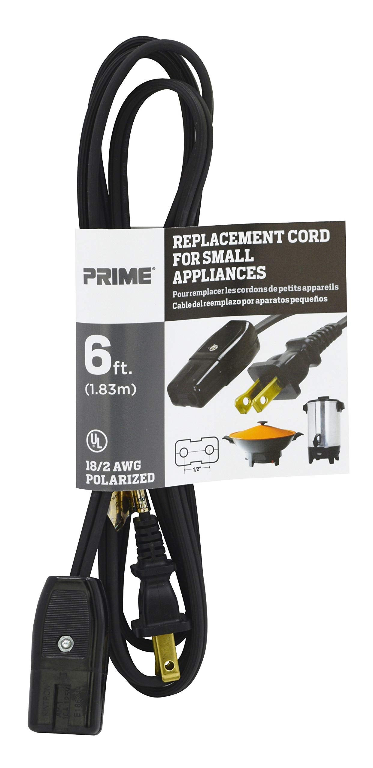 Prime Hc100506 Coffee Maker And Small Appliance Power Supply Cord, Black, 6 Feet