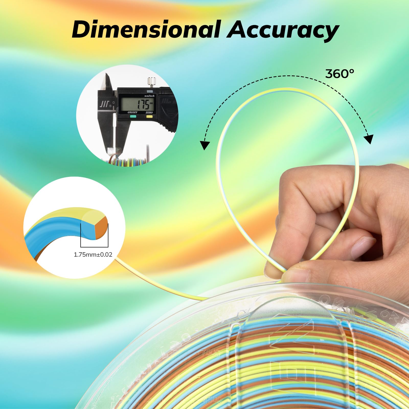 Amolen Silk Pla 3D Printer Filament, Shiny Multicolor Amber Sea Rainbow Pla Filament 1.75Mm, Fast Color Change Pla 3D Printing F