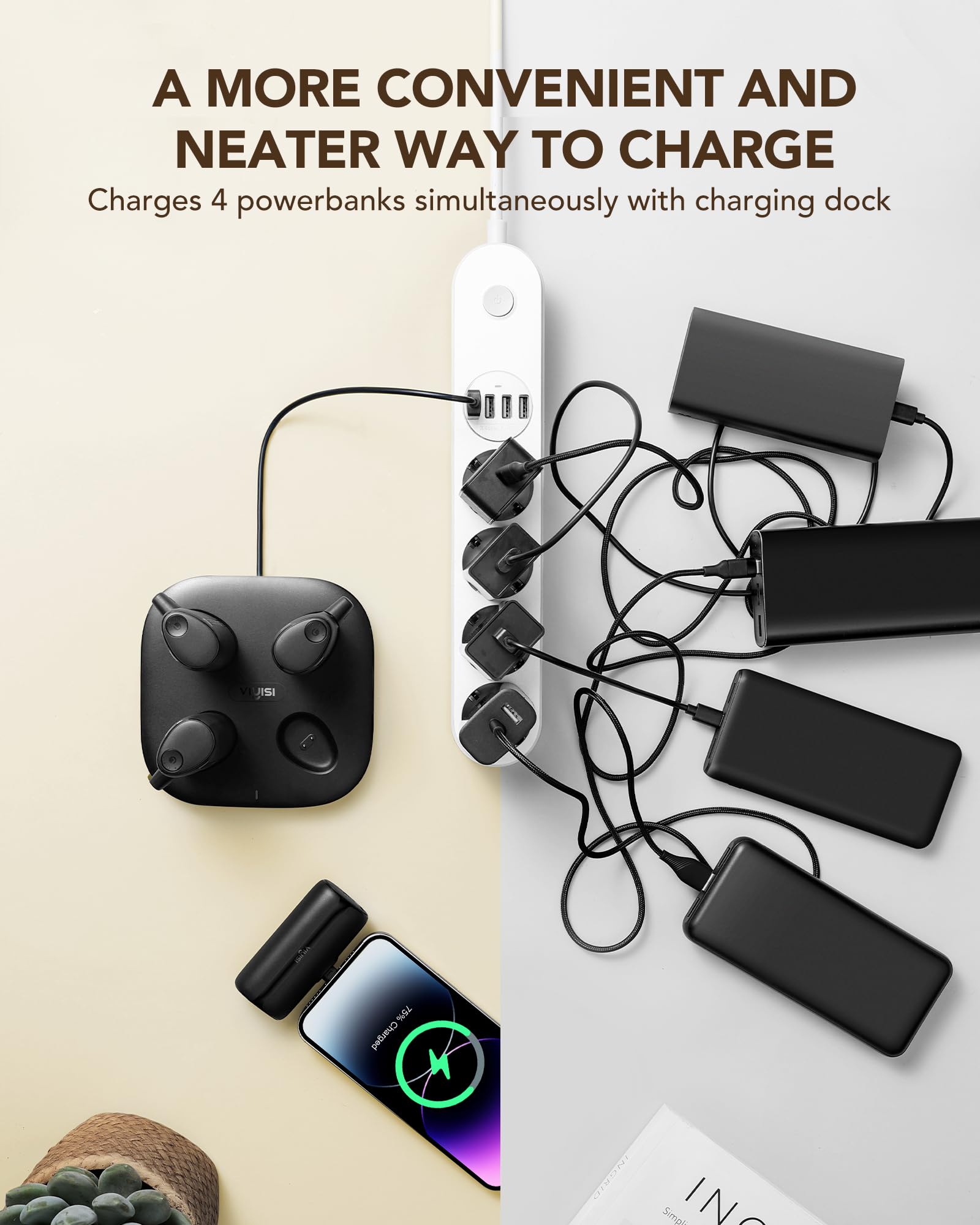 Viyisi Charger Station Kit For Iphone, Portable Chargers 5000Mah With Magnetic Charging Station Dock, [4 Pcs] 20W Pd Fast Chargi