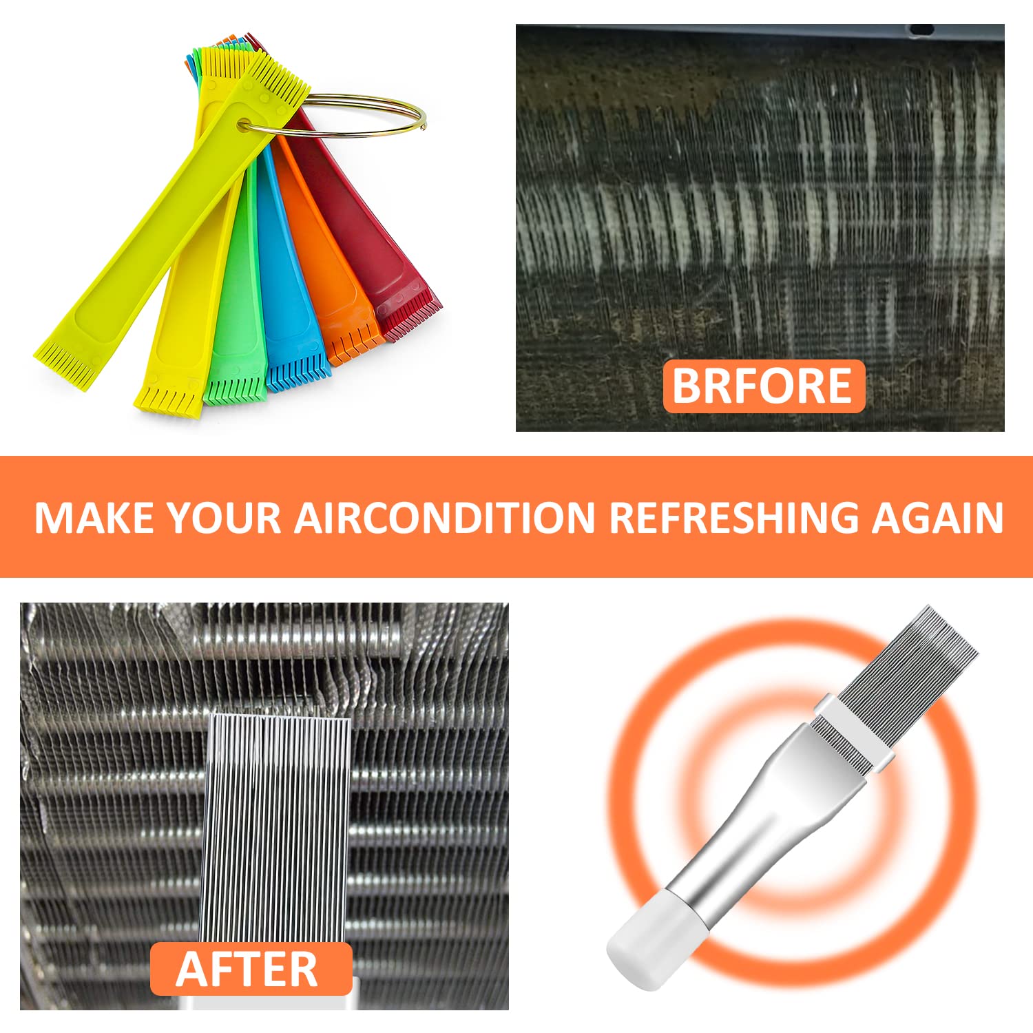 Cenipar 2Pcs Air Conditioner Condenser Fin Comb Set Include Fcr6 Fin Comb And Metal Radiator Fin Comb Compatible With Air Condit