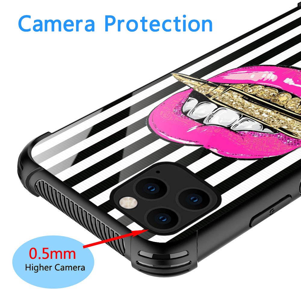 ZHEGAILIAN iPhone 13 Pro Pink Lips Pattern Organic Glass TPU Phone Case 6.1 inch