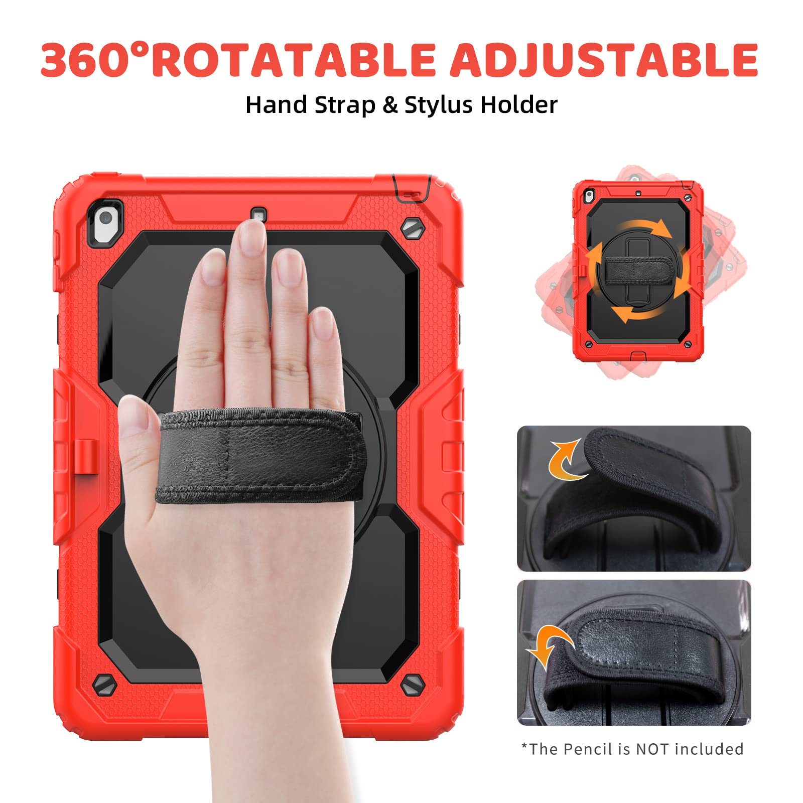 Blosomeet Case For Ipad 9Th Generation 8Th Generation 2021 2020 10.2 Inch With Tempered Glass Screen Protector & Pencil Holder,