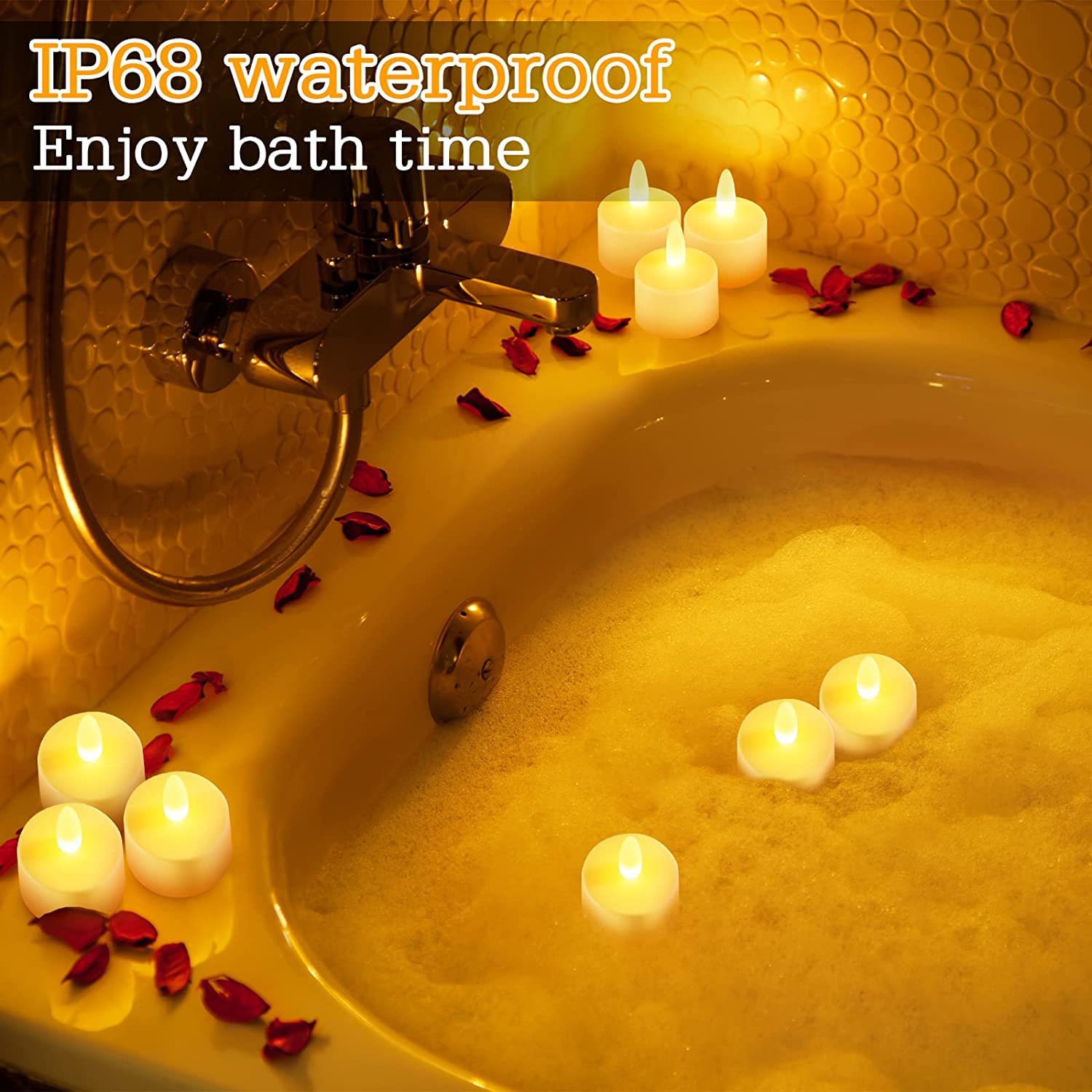 Idyl Light Rechargeable Tea Lights Candles With Remote Timer, 100 Hours Flameless Flickering Candles With Charging Base Waterpro