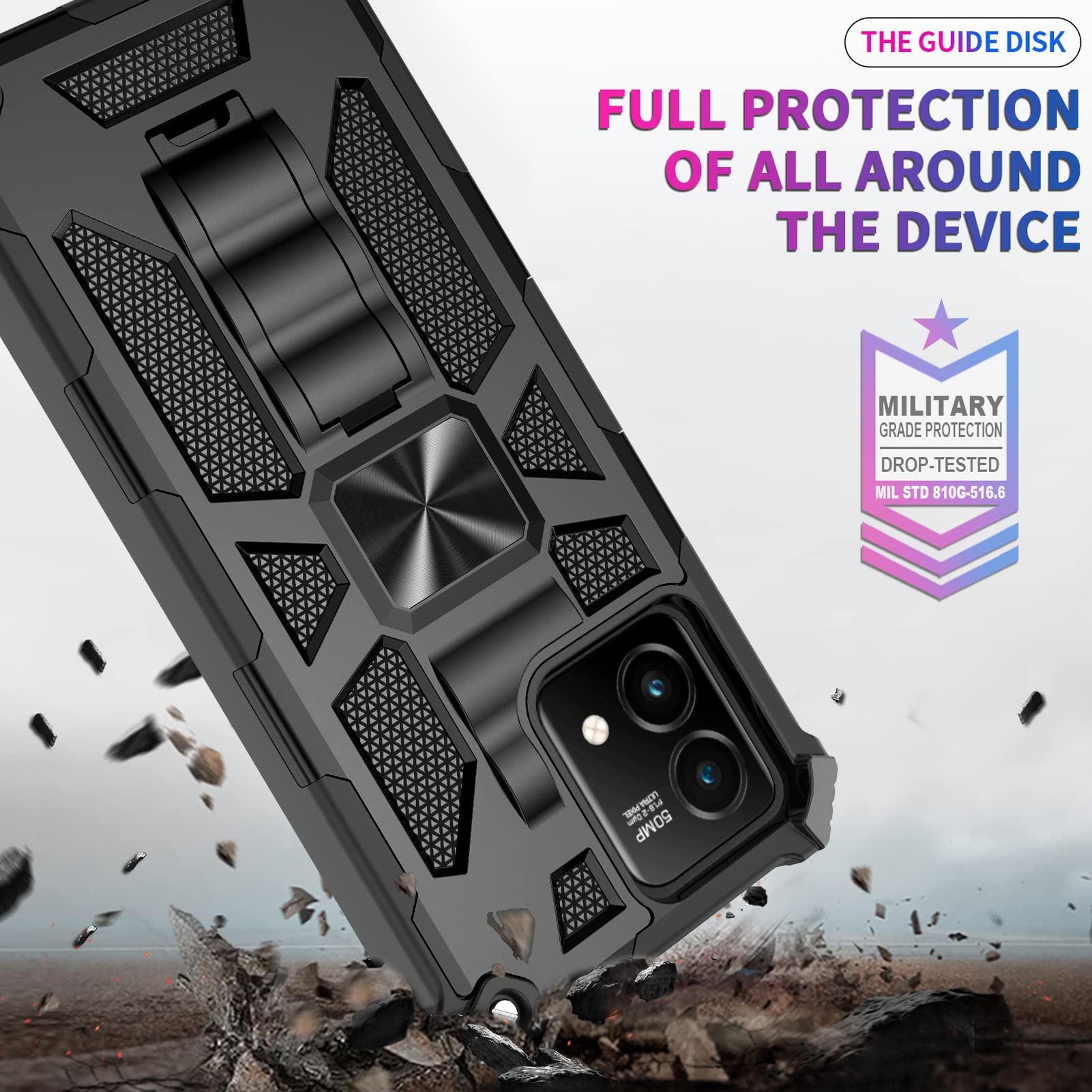 For Motorola Moto G-Power-5G 2023 Case W/Tempered Glass Screen Protector(Full Coverage) [Full-Body][15Ft Mil-Grade][Built-In Kic