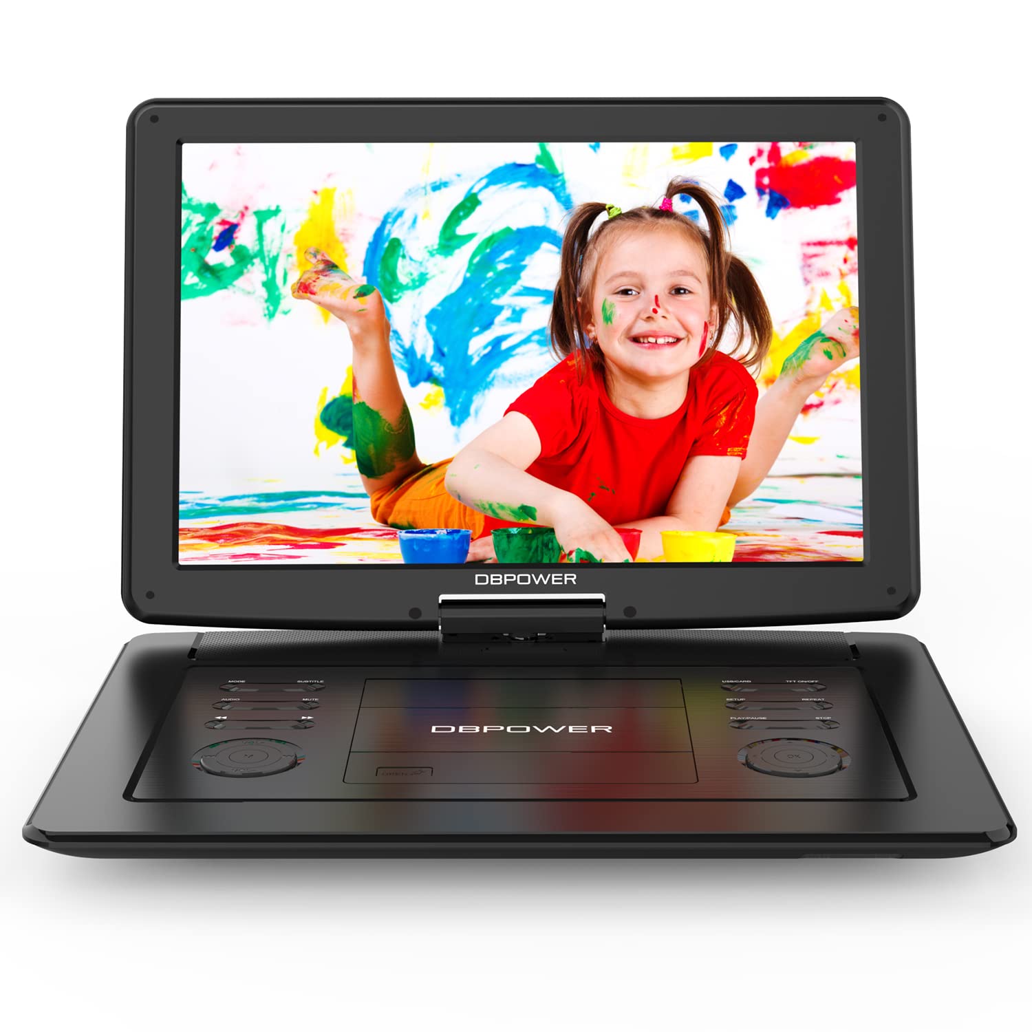 Dbpower 17.9' Portable Dvd Player With 15.6' Large Hd Swivel Screen, 6 Hour Rechargeable Battery, Support Usb/Sd And Multiple Disc Formats, High Volume Speaker, Car Charger, Remote Control