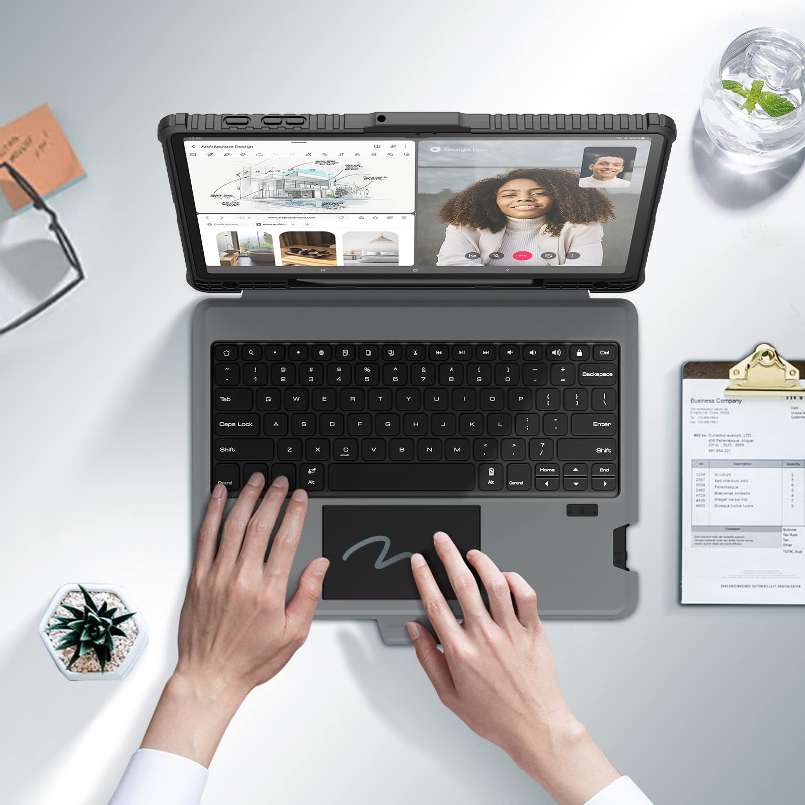 Nillkin Galaxy Tab S8 Plus Keyboard Case With Stand, For Samsung Galaxy Tab S7 Fe S7 Plus S7+ With Detachable Keyboard With Trac