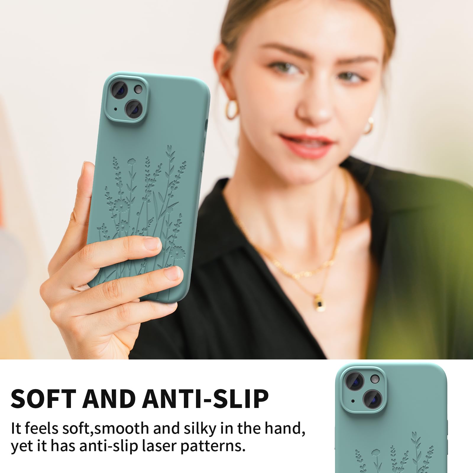 Oaoa Magnetic Silicone Case Compatible With Iphone 15 Case, Built In Magnets, Compatible With Magsafe, Engraved Liquid Silicone