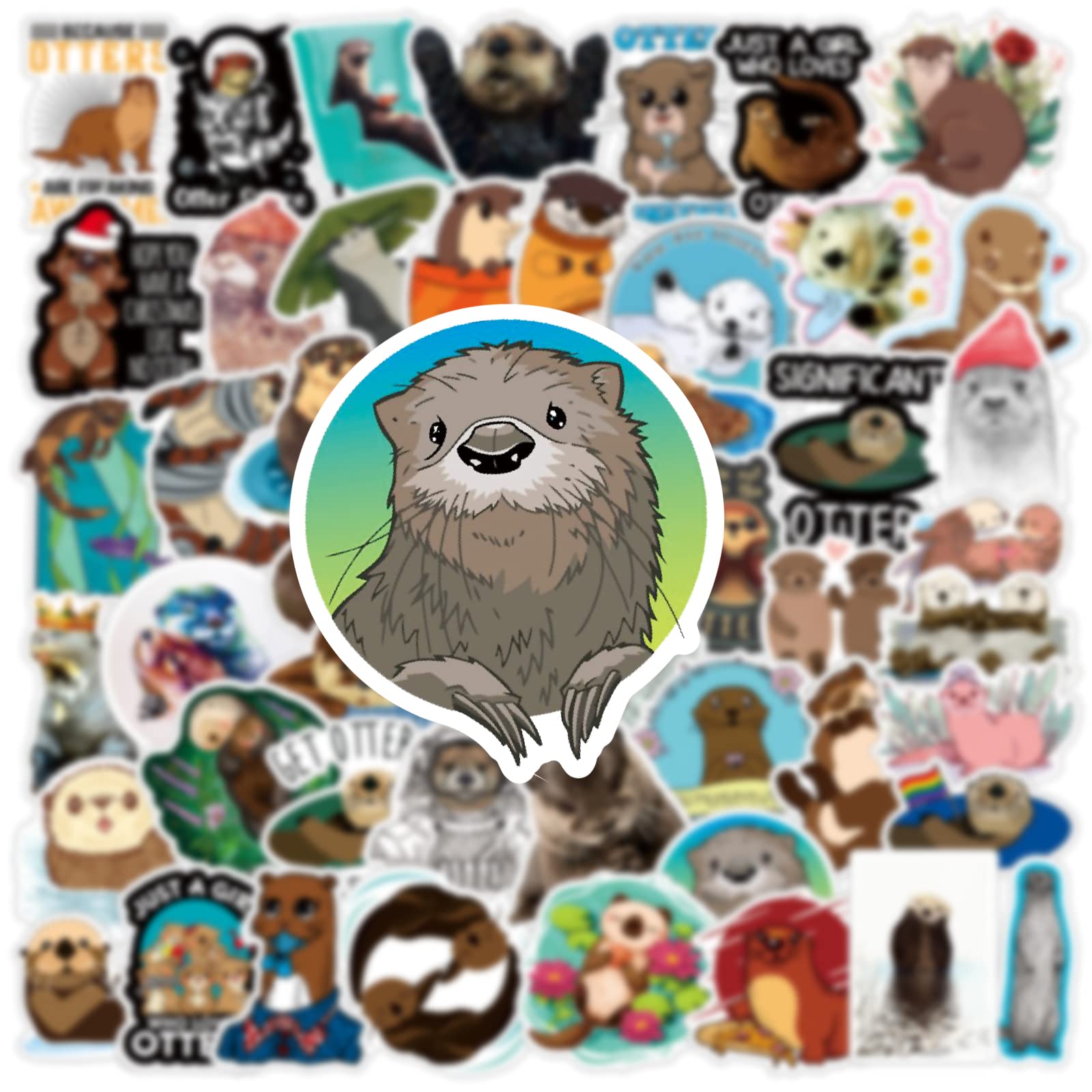 The Eurasian River Otter Cute Cartoon Animal Stickers 50Pcs Pack | Kawaii Deacls Graffiti Vinyl Pvc Waterproof For Adults Water