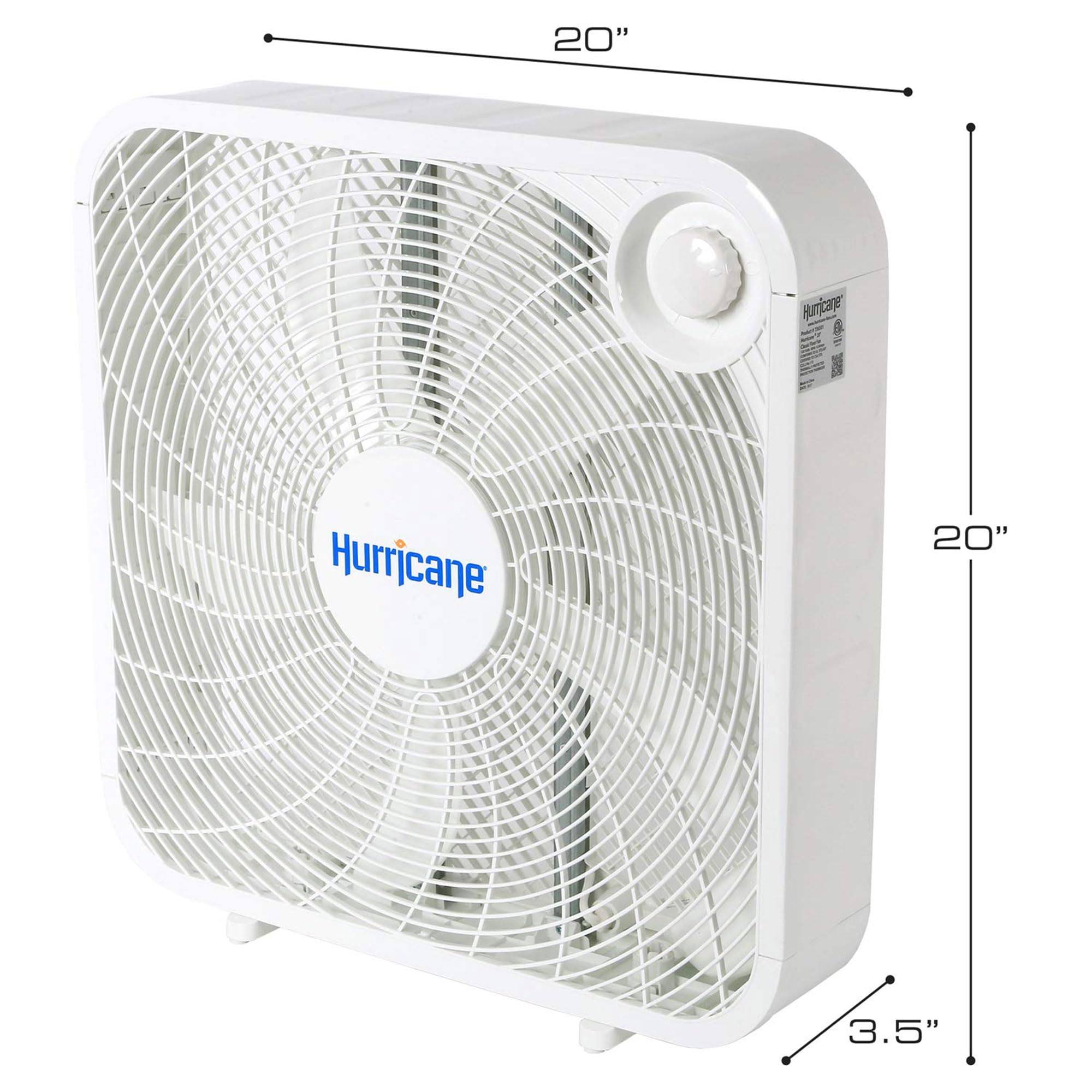 Hurricane 20 Inch Classic Series Floor Box Fan, Indoor Home Cooling Unit With 3 Speed Settings And Floor Mounting Construction,