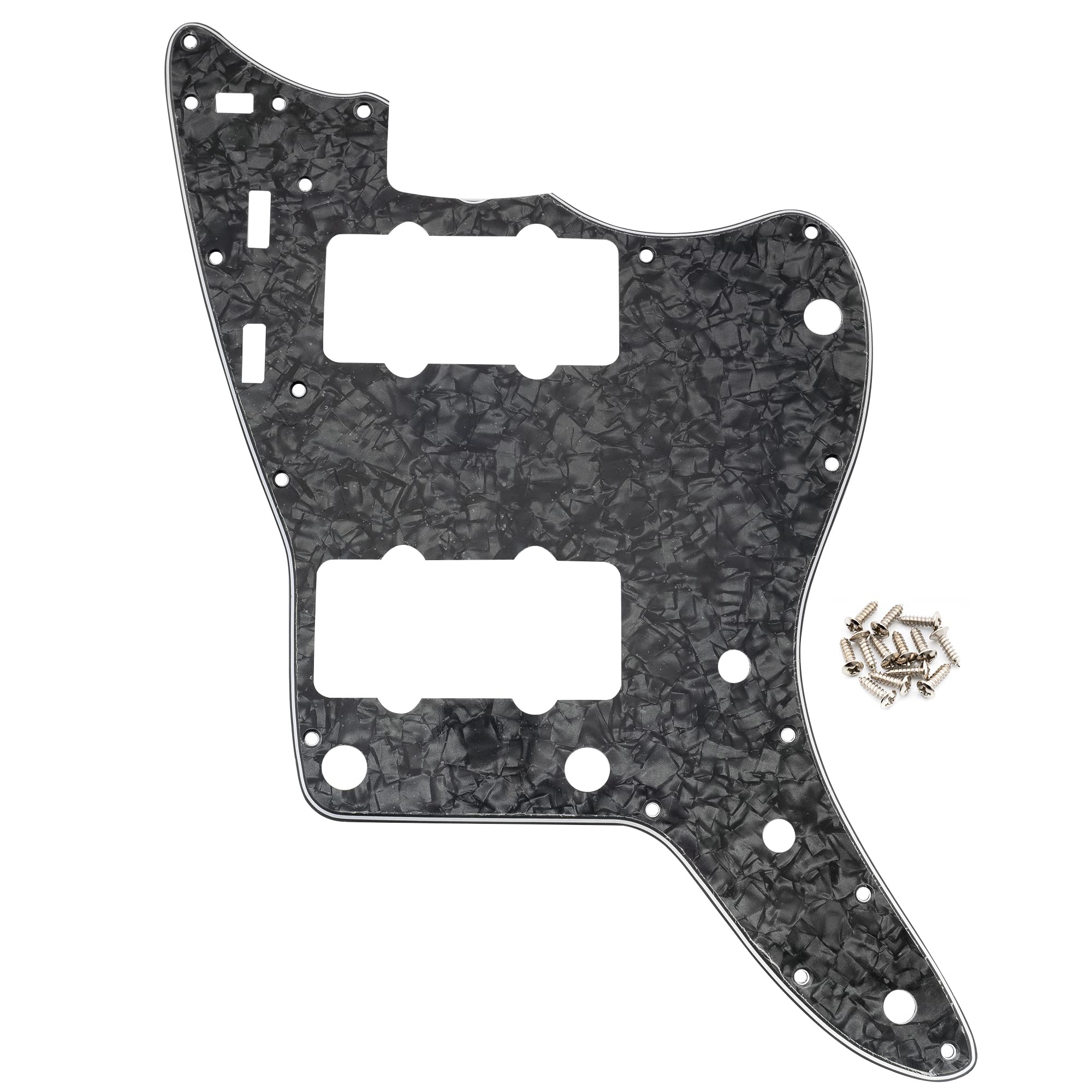 Musiclily Pro 13 Hole Guitar Pickguard For Usa Vintage 60S Jazzmaster And Sq Classic Vibe, 4Ply Black Pearl