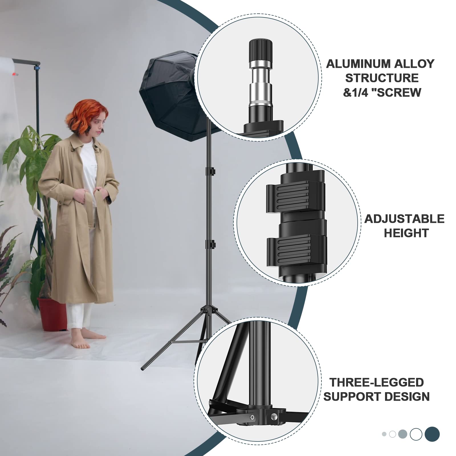 Emart 7 Ft Light Stand For Photography, Portable Photo Video Tripod Stand, 2 Pack Lighting Stand With Carry Case For Speedlight,