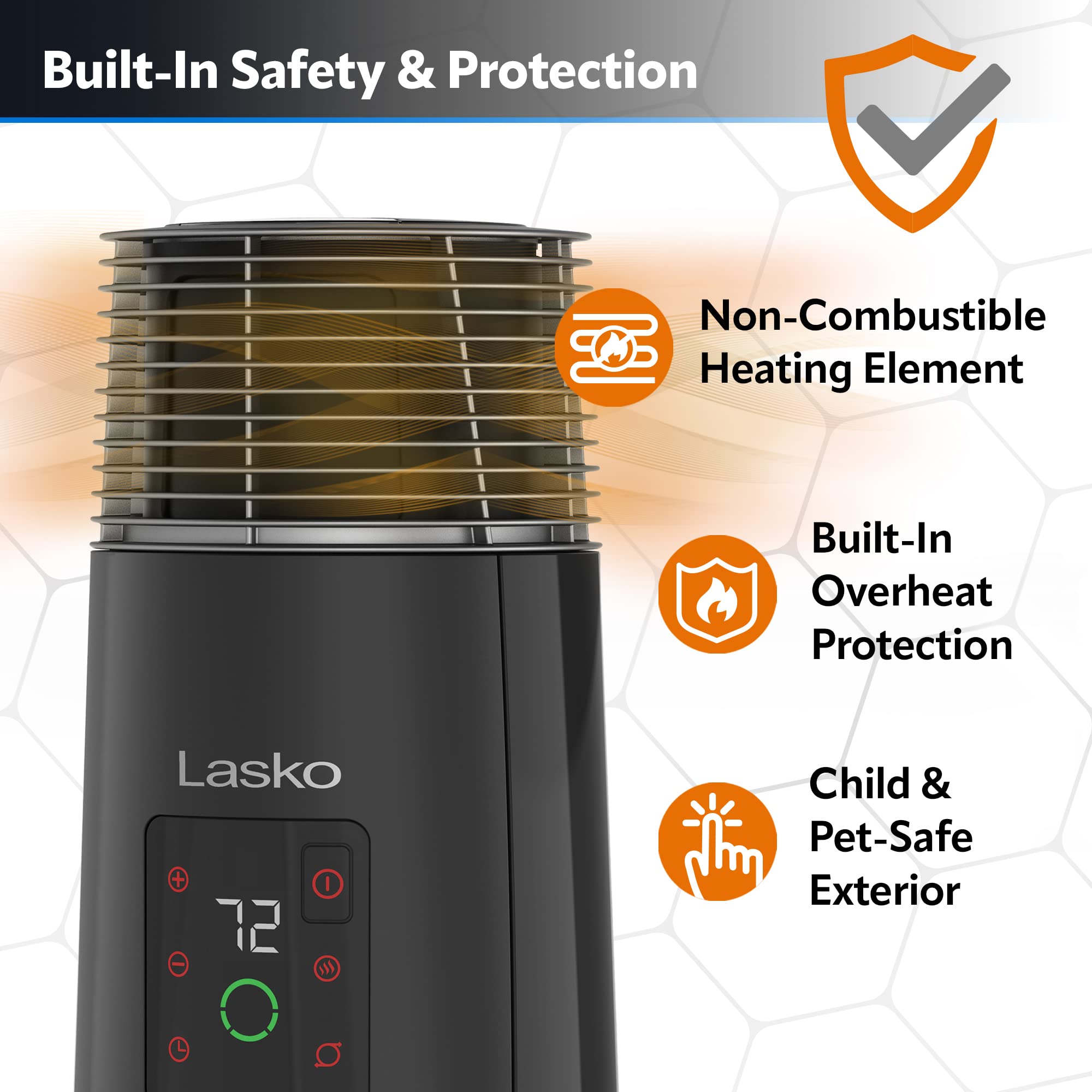 Lasko 360 Degree Oscillating Ceramic Tower Heater For Home With Tip Over Safety, Adjustable Thermostat, Timer, Remote And 3 Spee