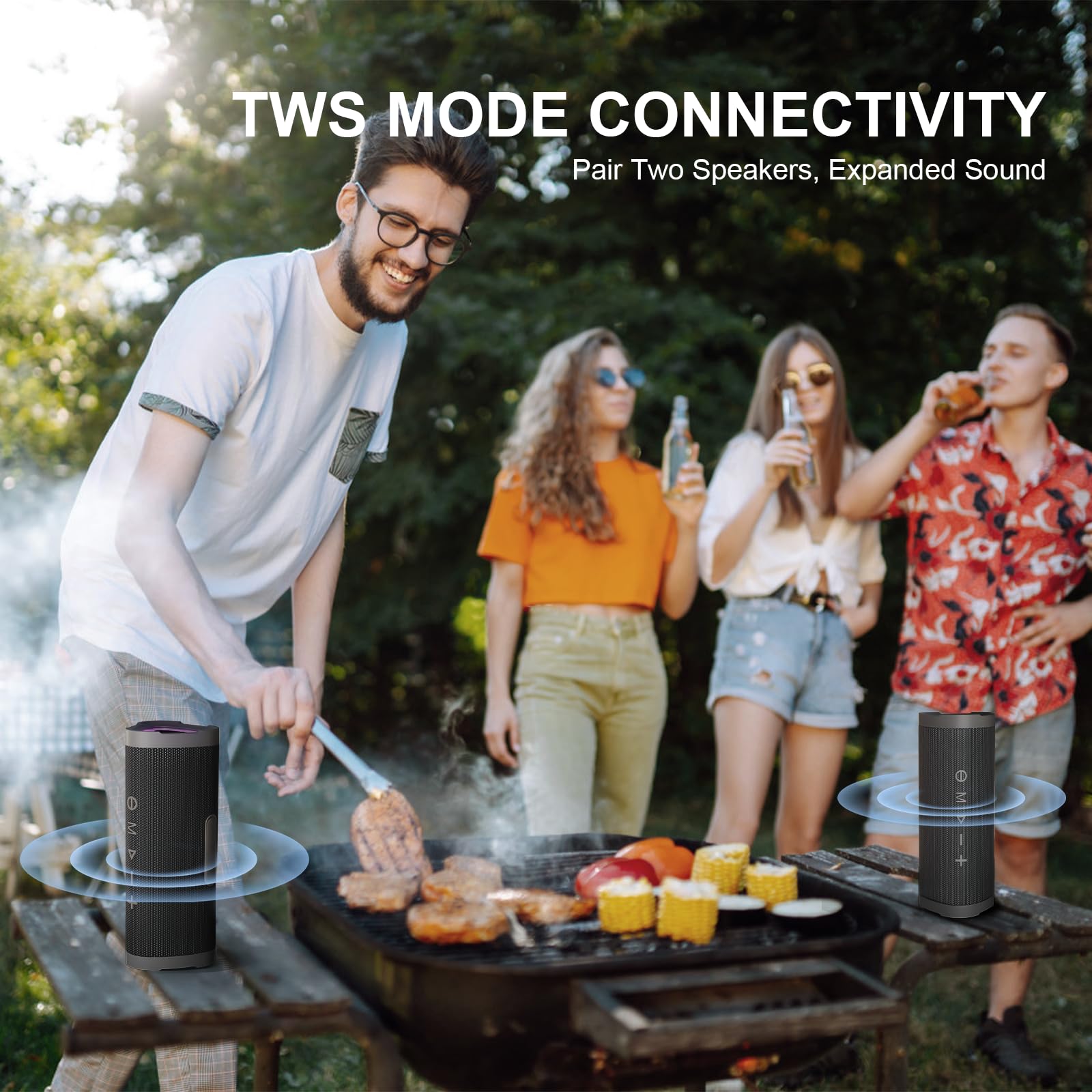 Vanzon Bluetooth Speakers,V40 Ipx7 Waterproof Portable Wireless Speaker With 24W Loud Stereo Sound&Up To 24H Playtime,Tws,Rgb Mu