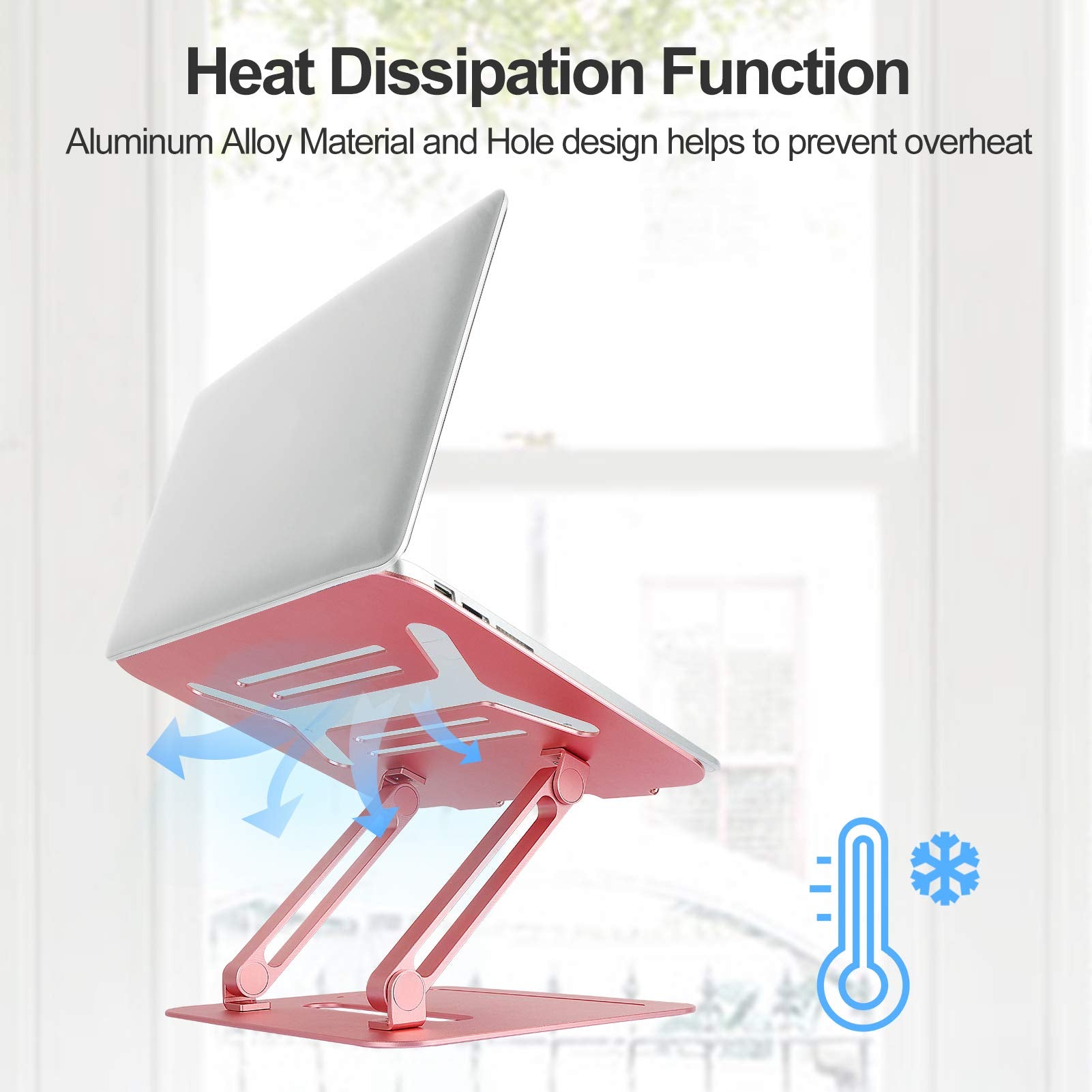 Urmust Adjustable Laptop Stand For Desk Aluminum Computer Stand For Laptop Riser Holder Notebook Stand Compatible With Macbook Air Pro Ultrabook All Laptops 11 17 Inch (Rose Gold)