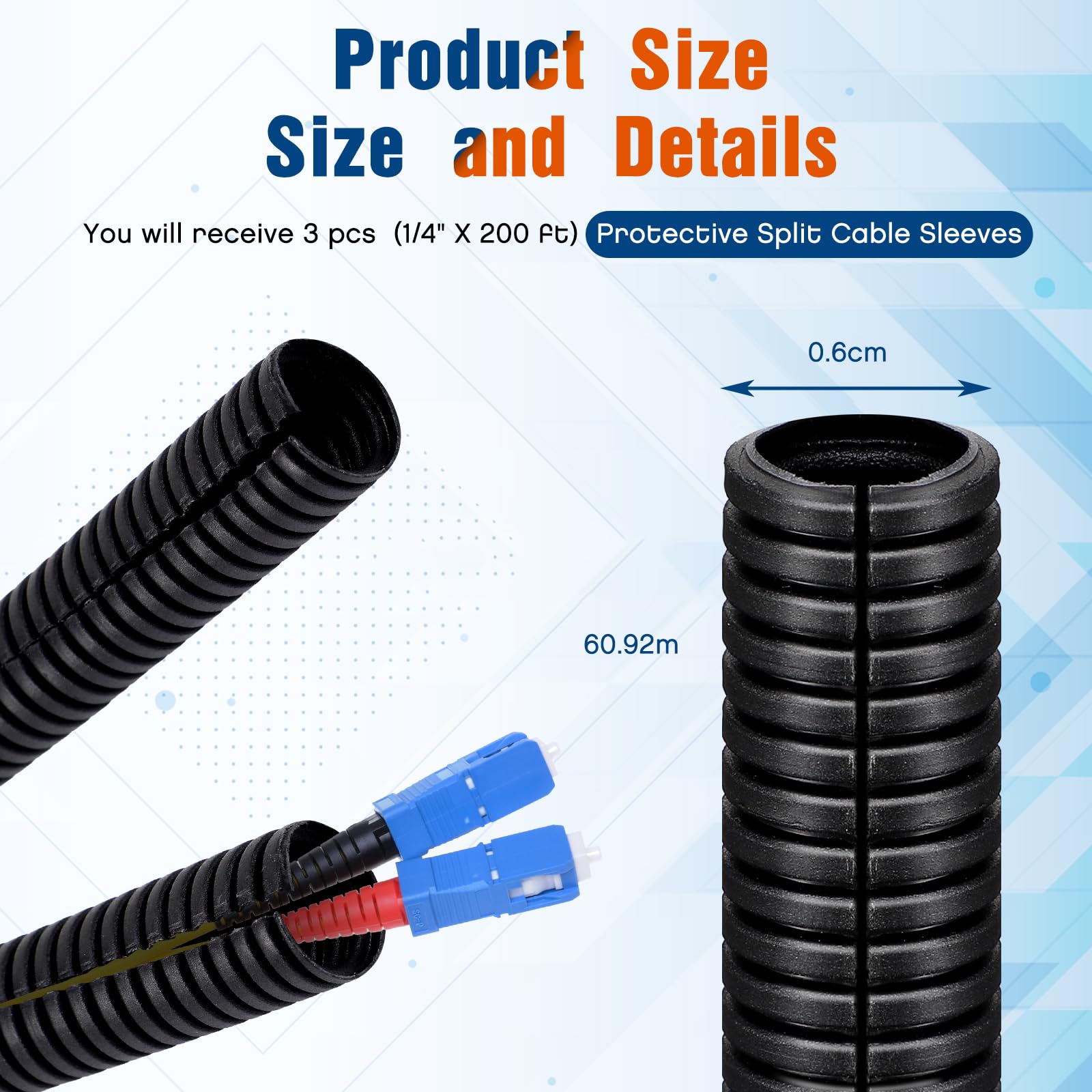 Sasylvia Split Wire Loom Cord Protector Split Tubing Wire Conduit Wire Protector Tubing Convoluted Cable Tube Flexible Electrica