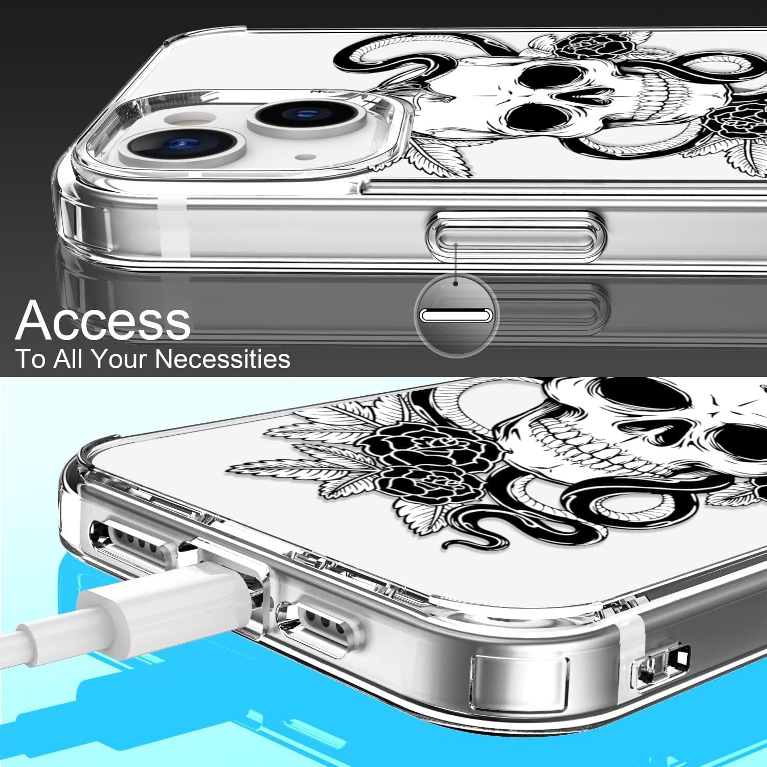Imogacla 2024 Skull Halloween Phone Case   Chrome Hearts Iphone 15 Pro Case, Skeleton Cool Gothic Designer For Iphone 15 Pro Pho