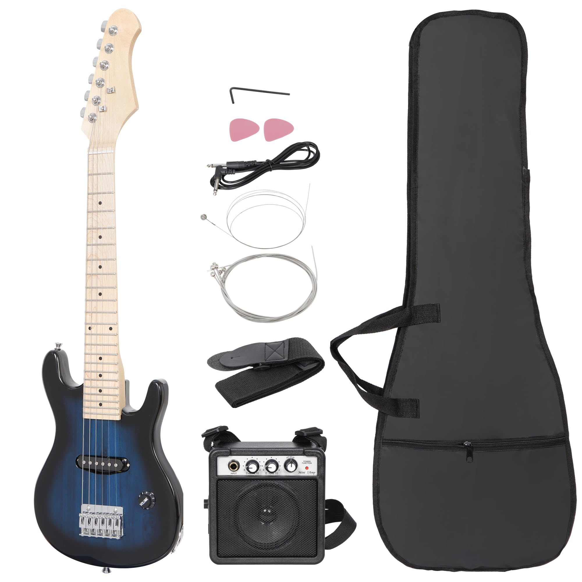 Smartxchoices 30 Inch Electric Guitar, Starter Kit For Kids With Amplifier,Picks, Gig Bag, Shoulder Strap, Cable & Accessory Kit