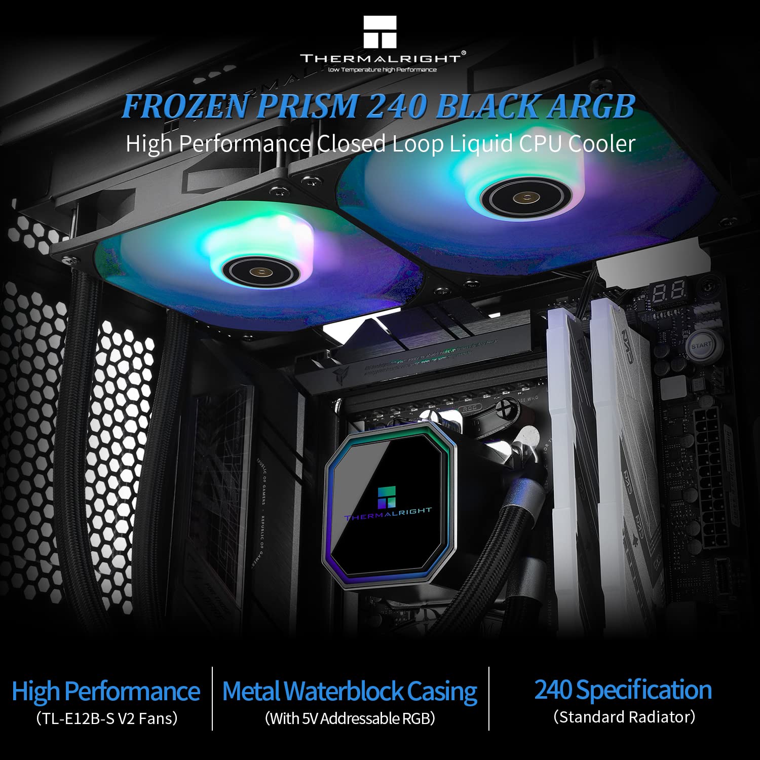 Thermalright Frozen Prism 240 Black ARGB CPU Liquid Cooler - Thumbnail 2