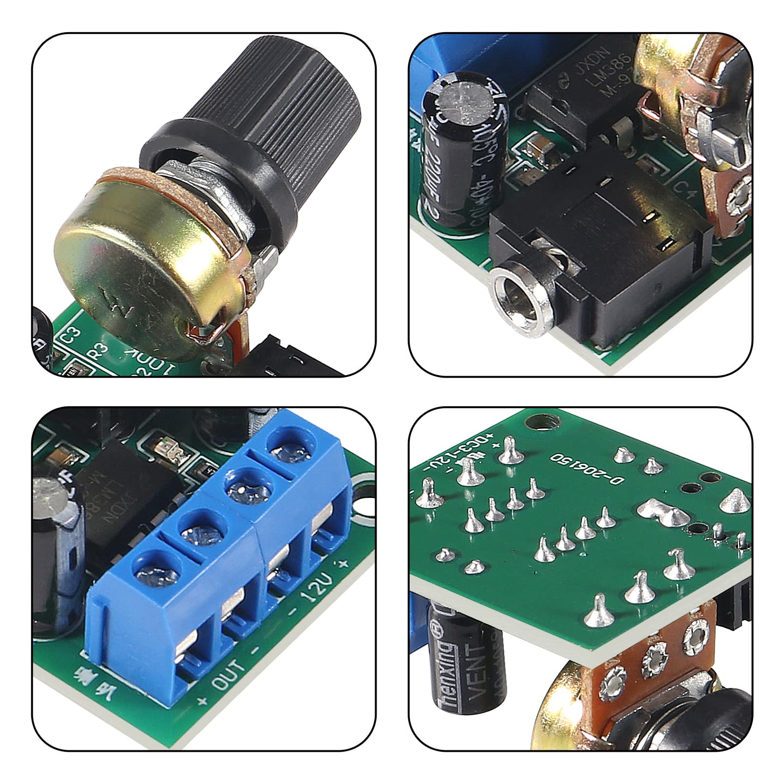 Dweii 4Pcs Lm386 10W Mini Power Amplifier Board Audio Amplifier Module Dc 3 12V Volume Adjustable Control