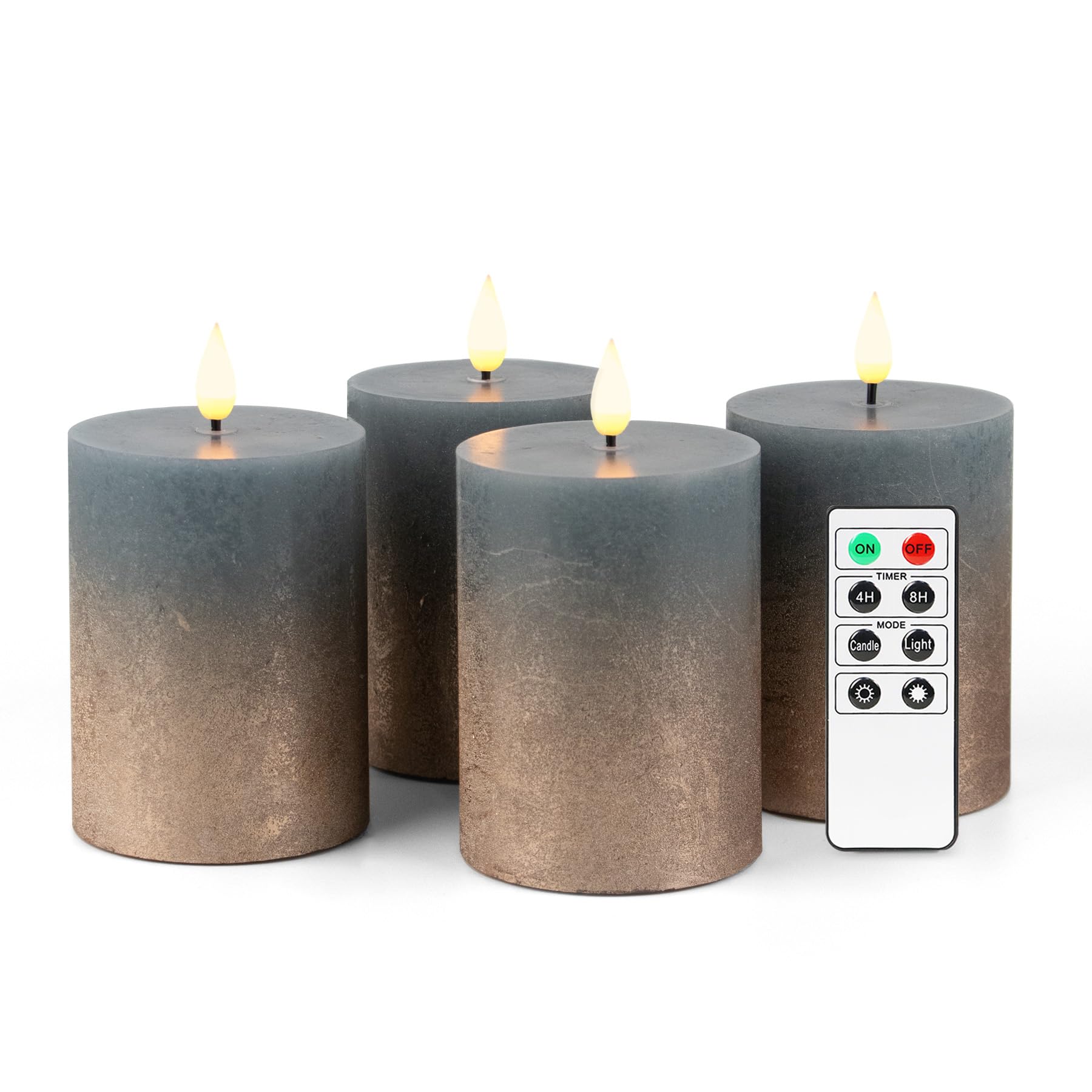 Fanna Flameless LED Pillar Candles with Timer for Wreath, Battery Operated Rustic Wax Candles with Remote for Christmas, 8 Batte