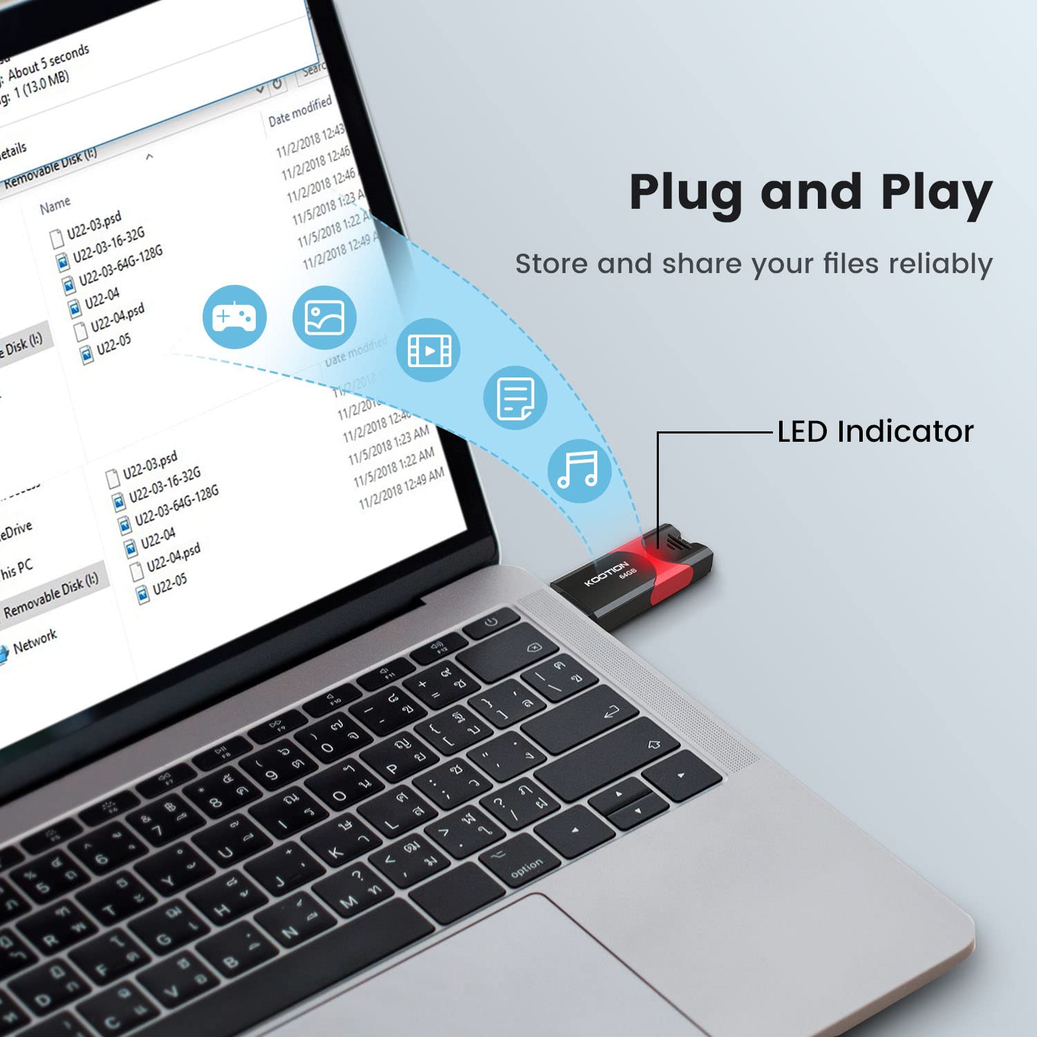 Kootion Flash Drive 64 Gb Usb 3.0 Flash Drive Thumb Drive Retractable 64G Memory Stick Ultra High Speed Usb Stick Jump Drive Rug