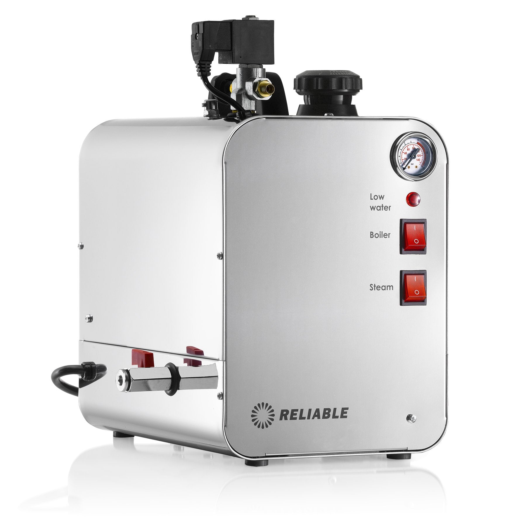 Reliable 6000Cj Stainless Steel Jewelry Steam Cleaner, 1.25 Gallon, 60 Psi 4.1 Bar, Low Water Light Indicator, 12 Gauge Heavy Du