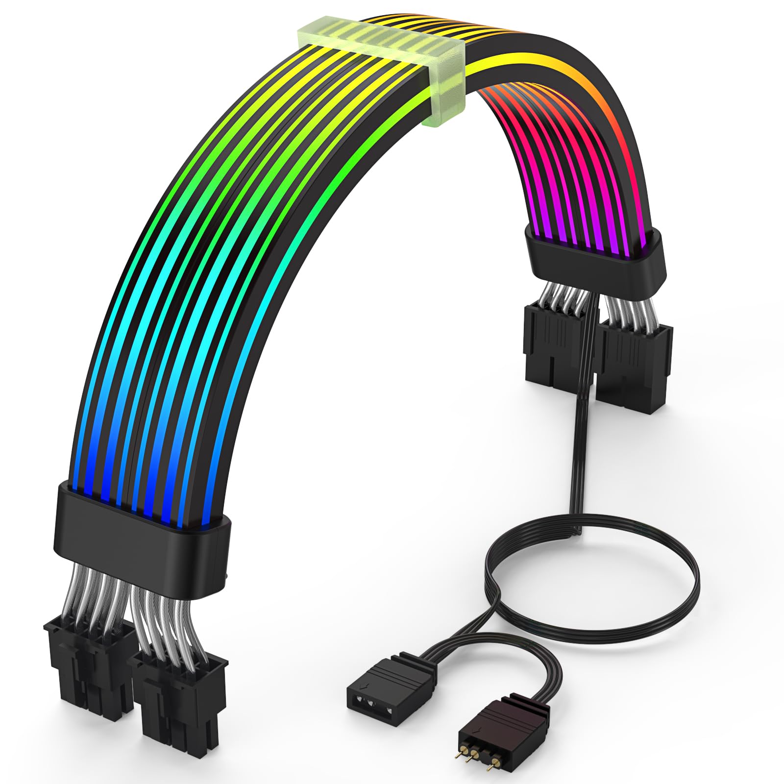 Sirlyr Rgb Pc Cables,Strimmer 2 * 8 Pin Psu Extension Cable,5V 3Pin Sync Argb,For Graphic Card Power Supply,Computer Case Decora