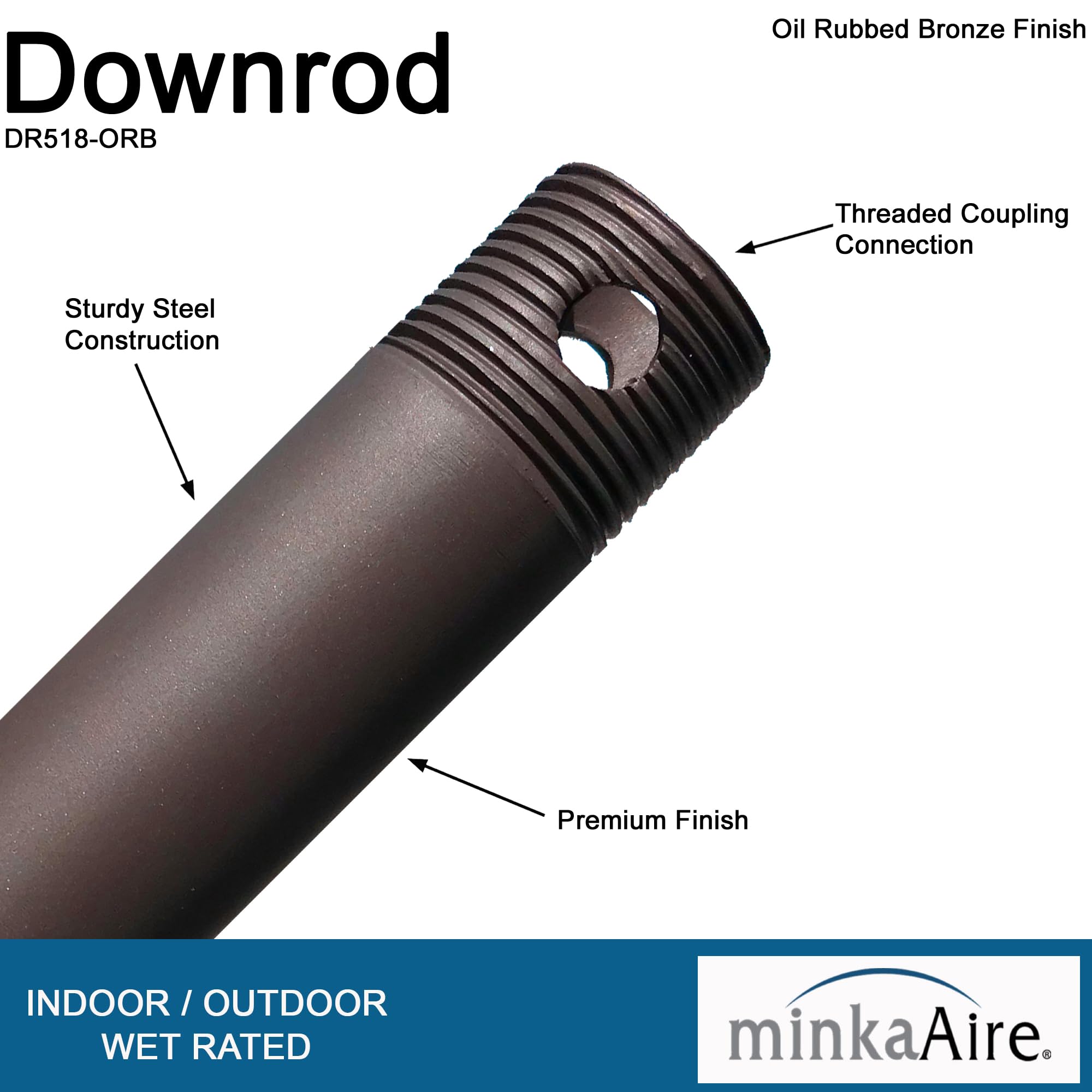 Minka Aire 18 Inch Ceiling Fan Downrod   Oil Rubbed Bronze   Dr518 Orb