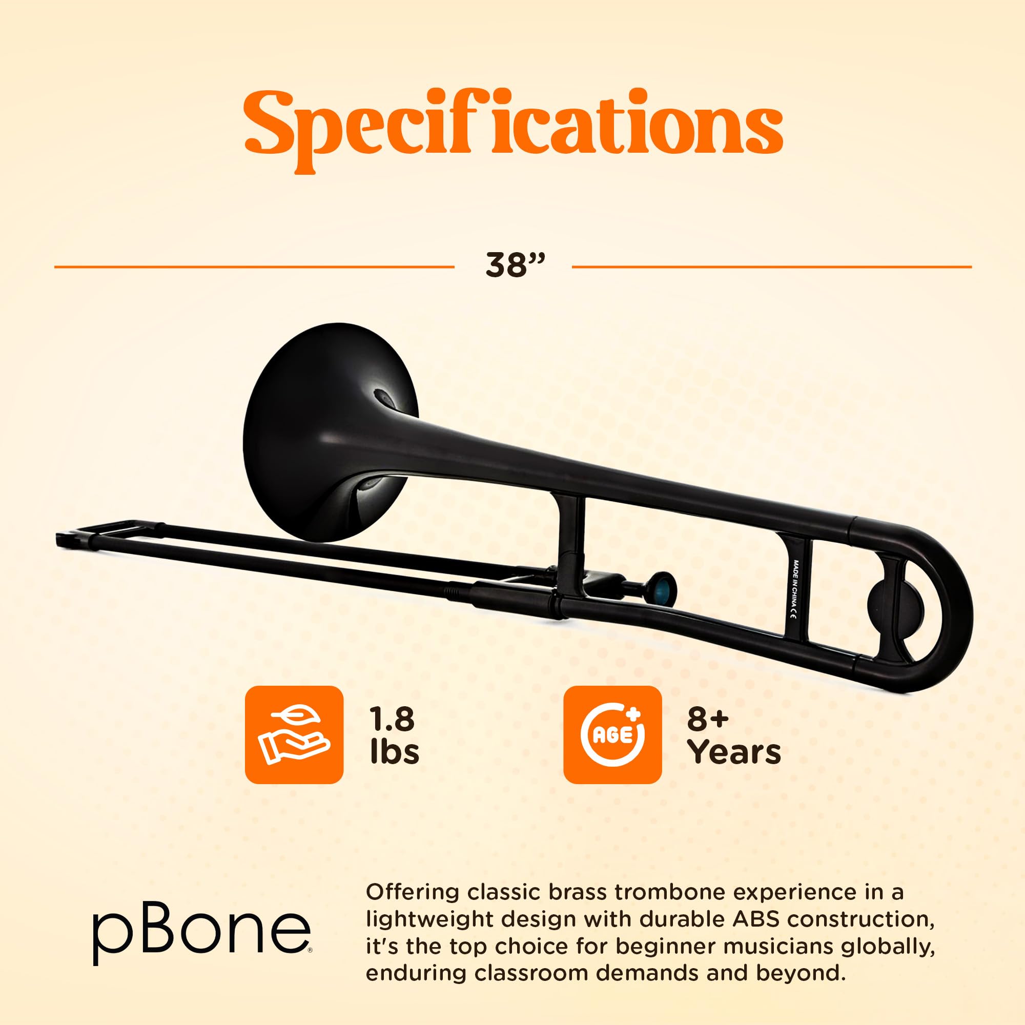 Pinstrument Plastic Pbone Trombone   Mouthpieces And Carrying Bag   Bb Authentic Sound For Student & Beginner   Durable Abs Cons