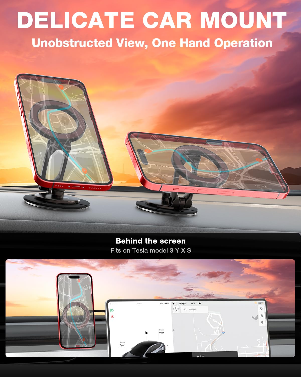 Smolink Magnetic Car Phone Holder, Zinc Alloy Material For Magsafe Car Mount Never Drop, Universal 360Pro Adjustable Car Phone H