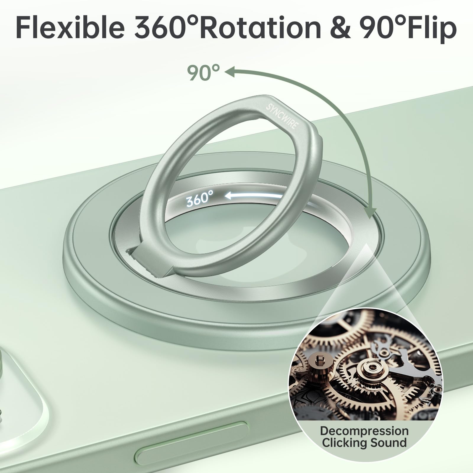 Syncwire Magnetic Phone Ring Holder For Magsafe, Magnetic Cell Phone Grip Stand Finger Ring Kickstand With Two Sided Magnetic Co