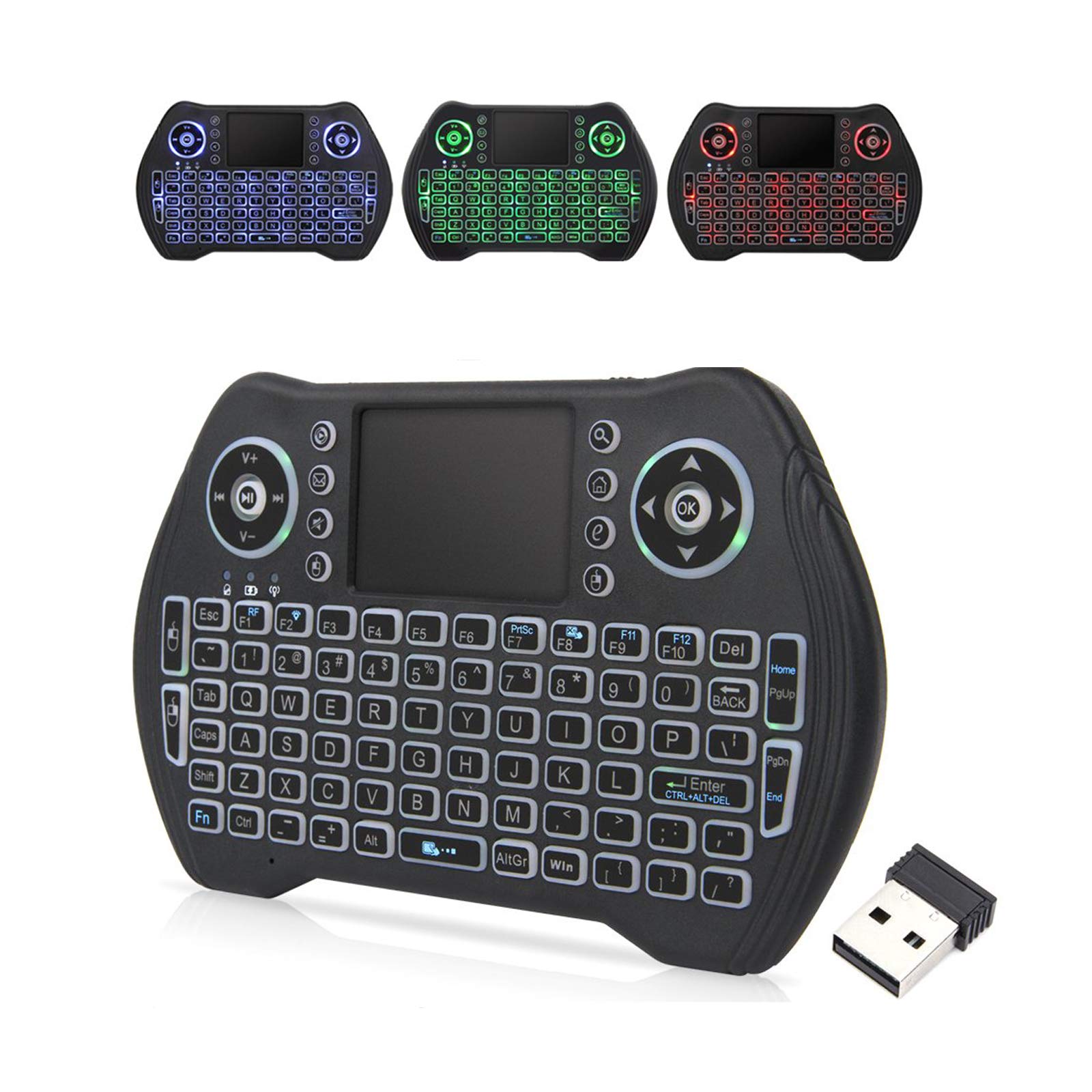 Easytone Backlit Mini Wireless Keyboard With Touchpad Mouse Combo Remote Control With Rechargeable Li Ion Battery And Multimedia