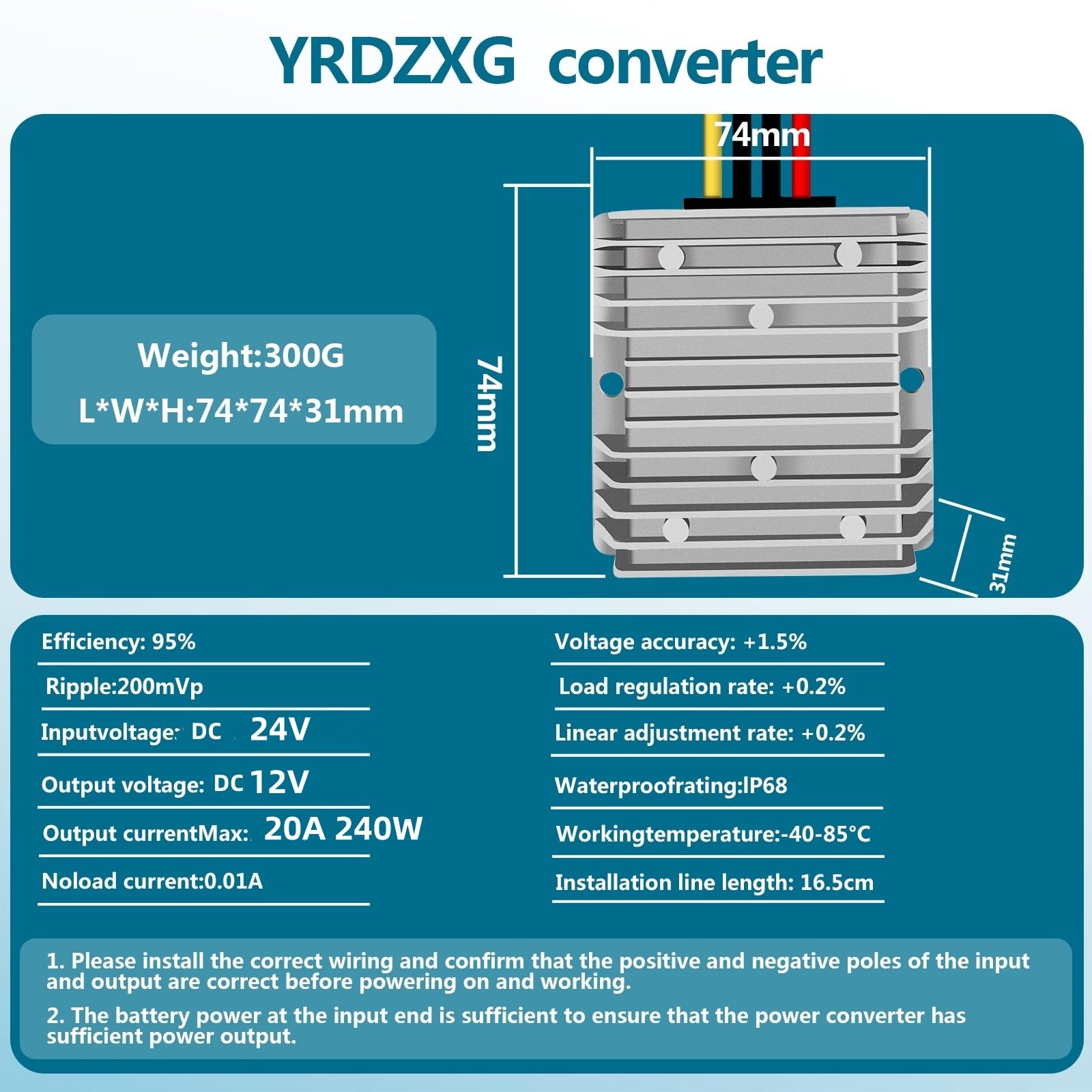 Yrdzxg Dc Dc 24V 18V To 12V 20A 240W Step Down Converter 12V Power Adapter Buck Voltage Regulator Buck Converter Applied To Led