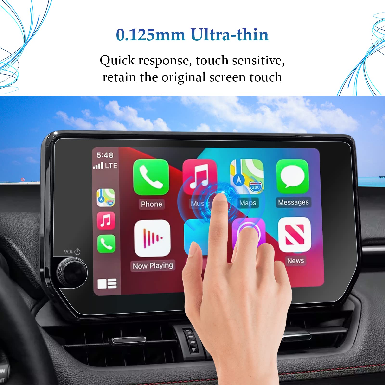 Sktu For 2023 2024 Toyota Rav4 Accessories Screen Protector For 2023 2024 Rav4 (Xle Premium/Adventure/Trd Off Road/Limited/Xse) 10.5 Inch Navigation Display Toyota Rav4 2023 2024 Accessories High Clarity Anti Scratch Screen Protective Film (2Pcs)