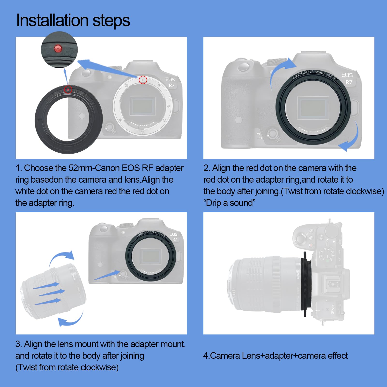 52Mm To Ef/R Macro Lens Reverse Ring Compatible With Ef-R Full Famer Camera,With 52Mm Filter Thread Lens Ef100Mmf/2.8, Ef135Mmf/