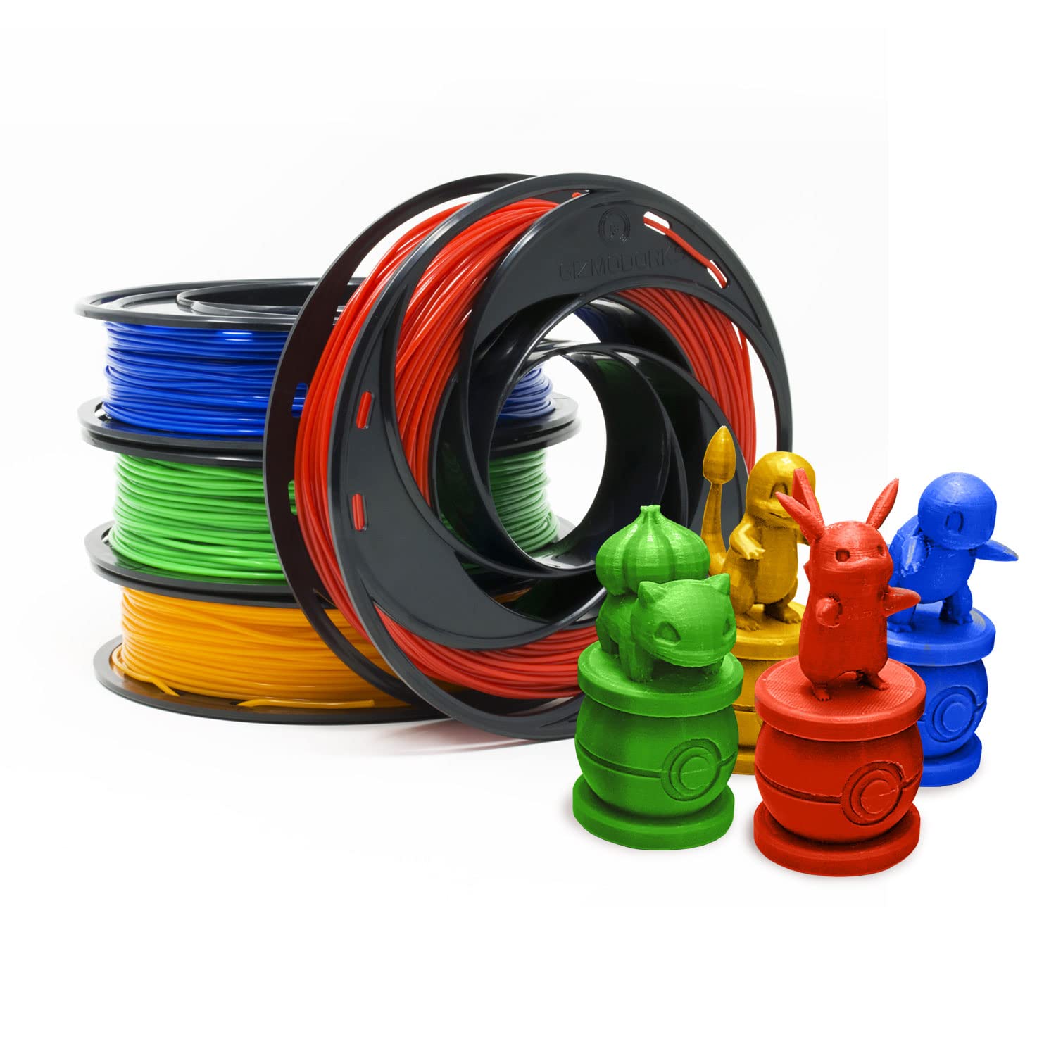Gizmo Dorks PLA Filament for 3D Printers 1.75mm 200g, 4 Color Pack Multicolor (Original-Blue, Green, Orange, Red)