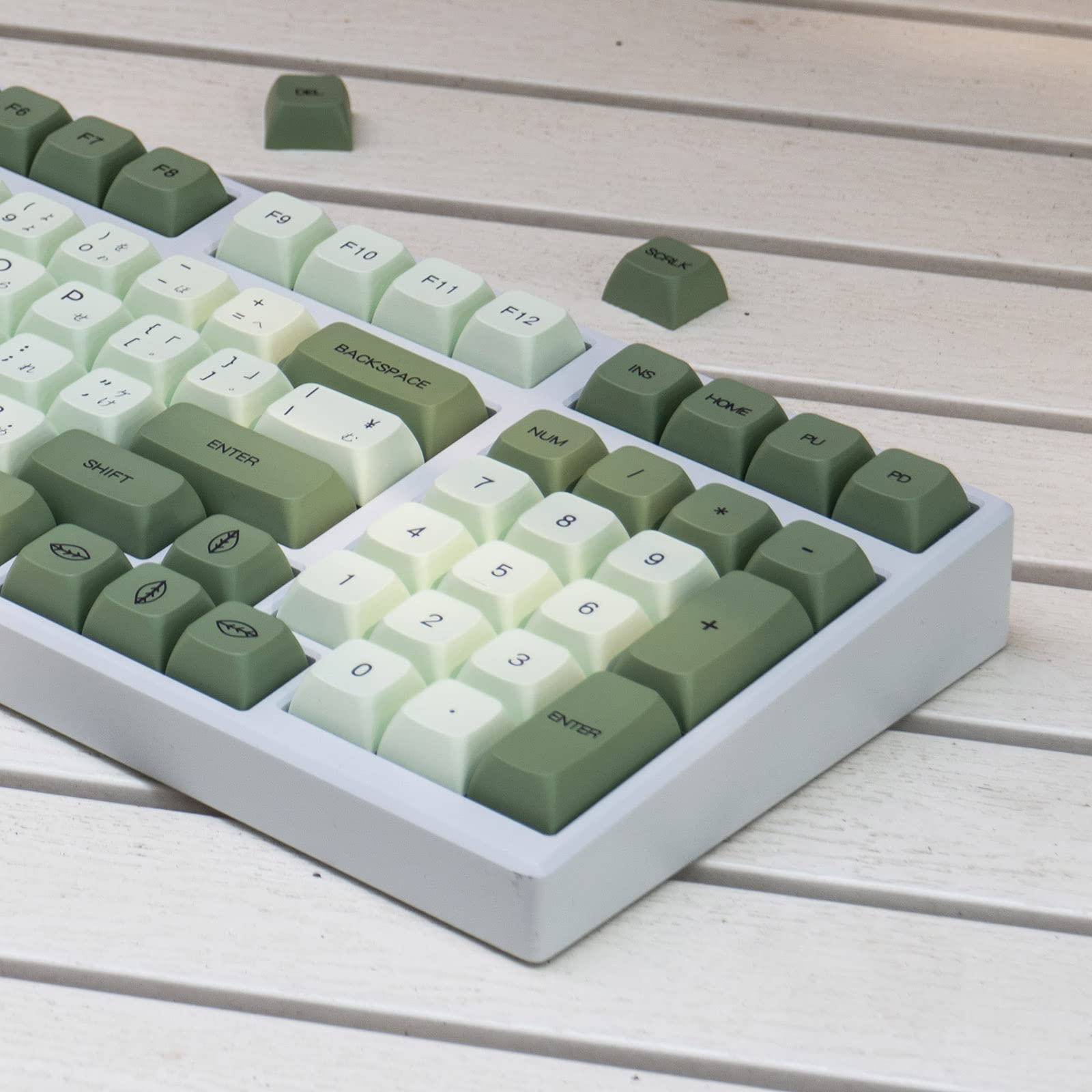 Mintcaps Pbt Japanese Keycaps Matcha Green Xda Profile Cute Keycaps Set 124 Keys Custom Dye Sub Keyboard Keycaps For Cherry Gate