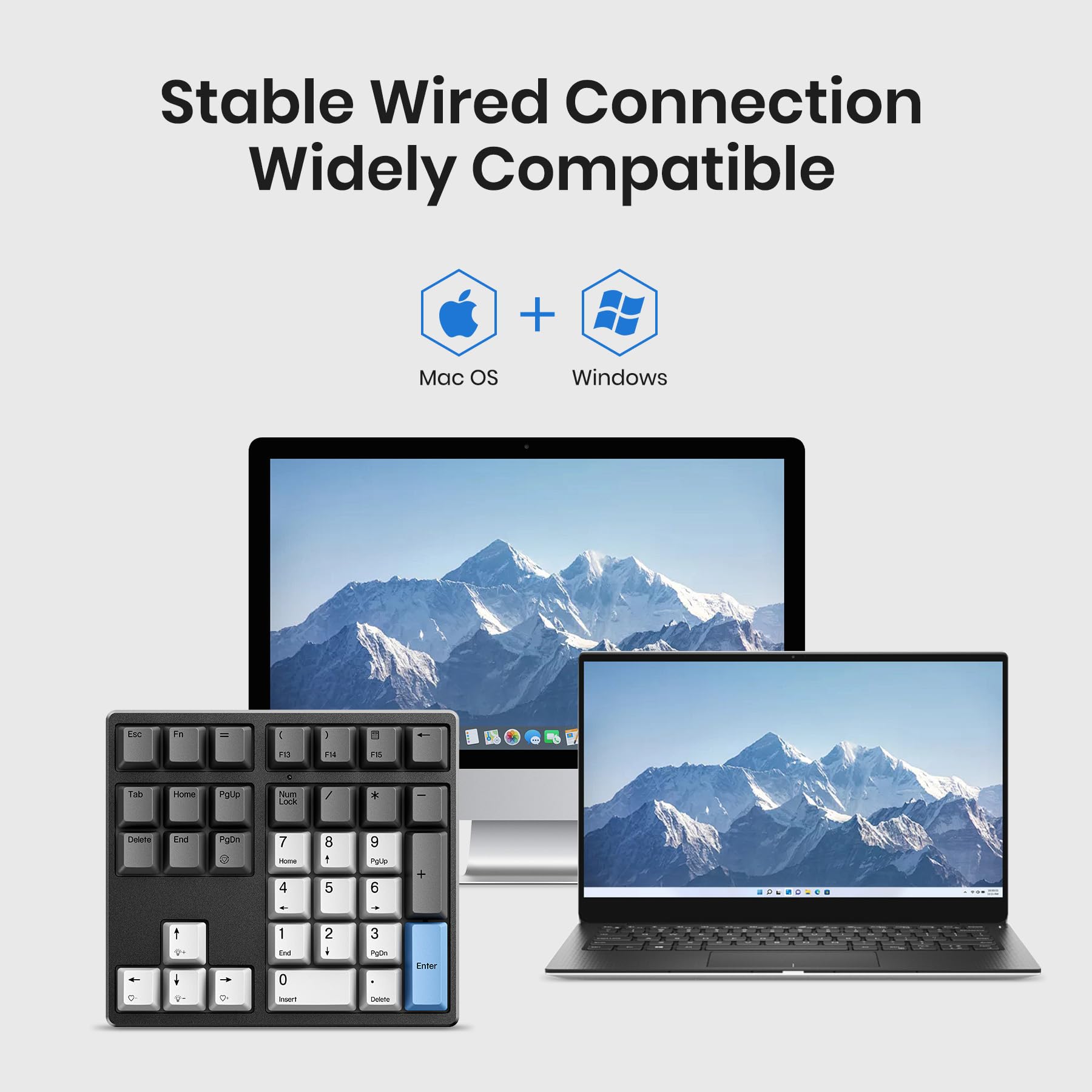 Kisnt Mechanical Number Pad, 34 Key Hot Swappable Numpad With Gateron Switches Wired Usb Numeric Keypad With Pbt Keycaps White B