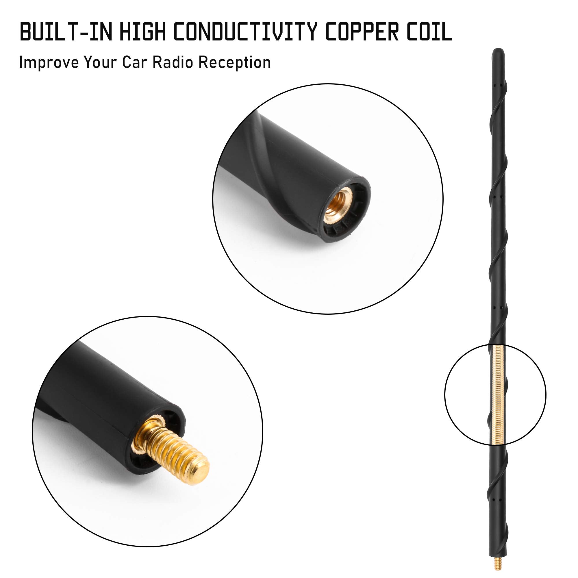 16 Inch Antenna For 2007 2024 Jeep Wrangler Gladiator Rubicon Sahara Sport 4Xe Willys Mojave Unlimited, Jeep Wrangler Gladiator Accessories Jk Jl Jt Upgrade Antenna For Am Fm Radio