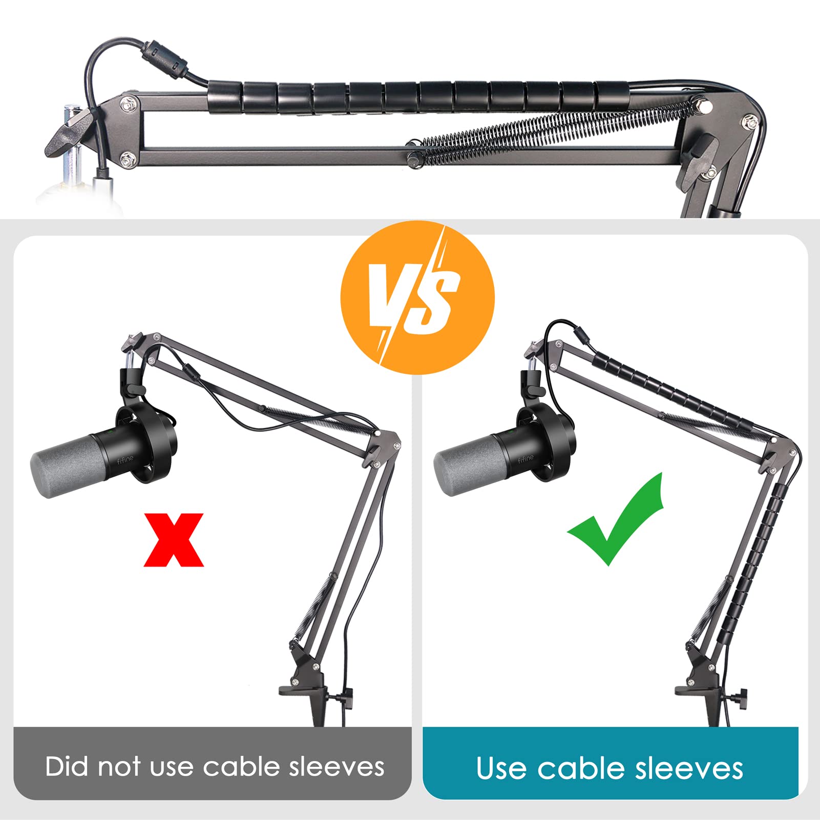 Mic Arm Compatible with Fifine K688 Microphone, Boom Arm for Fifne K688 Mic with Cable Management, Adjustable Microphone Arm Stand by YOUSHARES