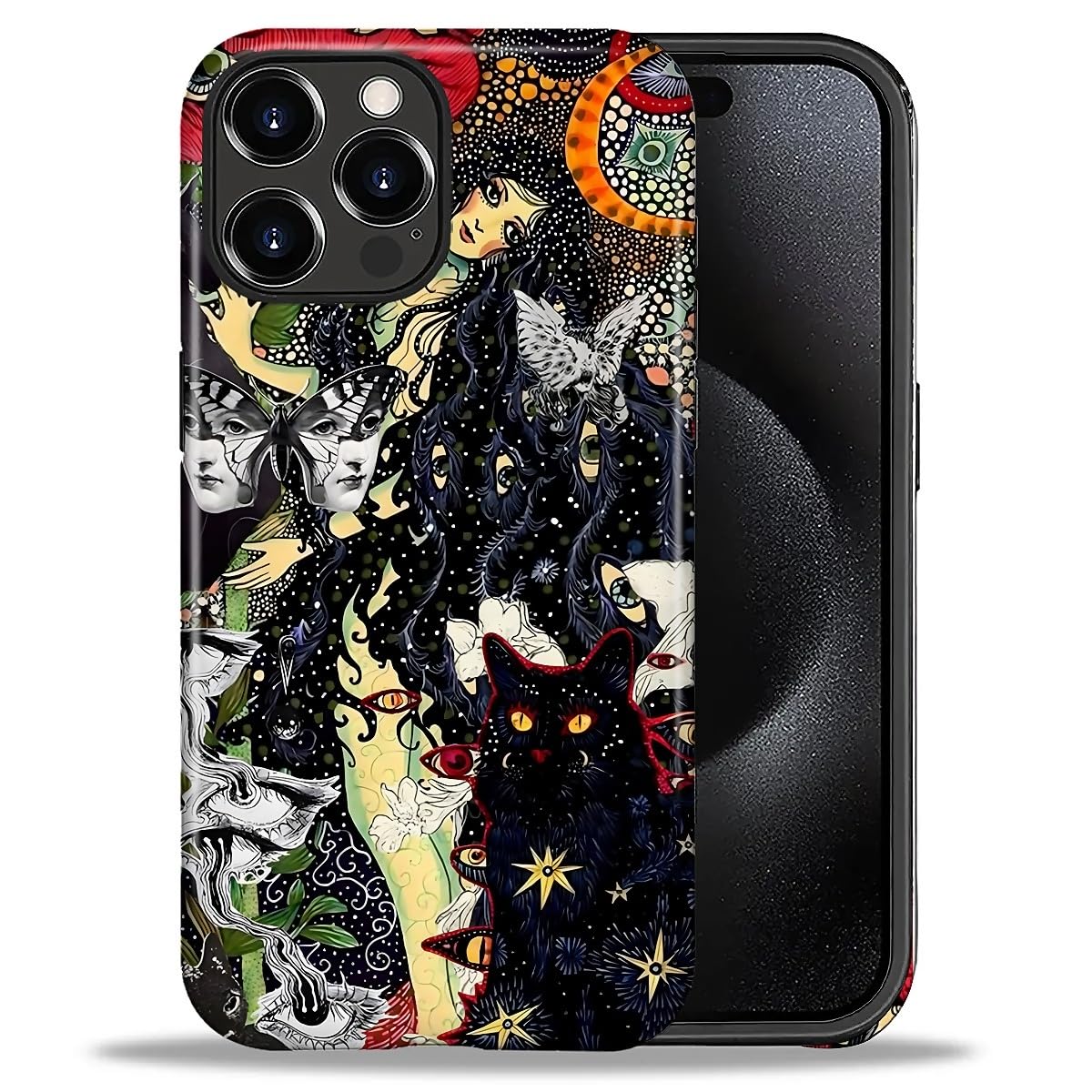 Goodsprout for iPhone 16 Pro Case,Hybrid 2-Layer Hard Shell + Silicone Protective Case -Resistant Shockproof- Halloween Horror E