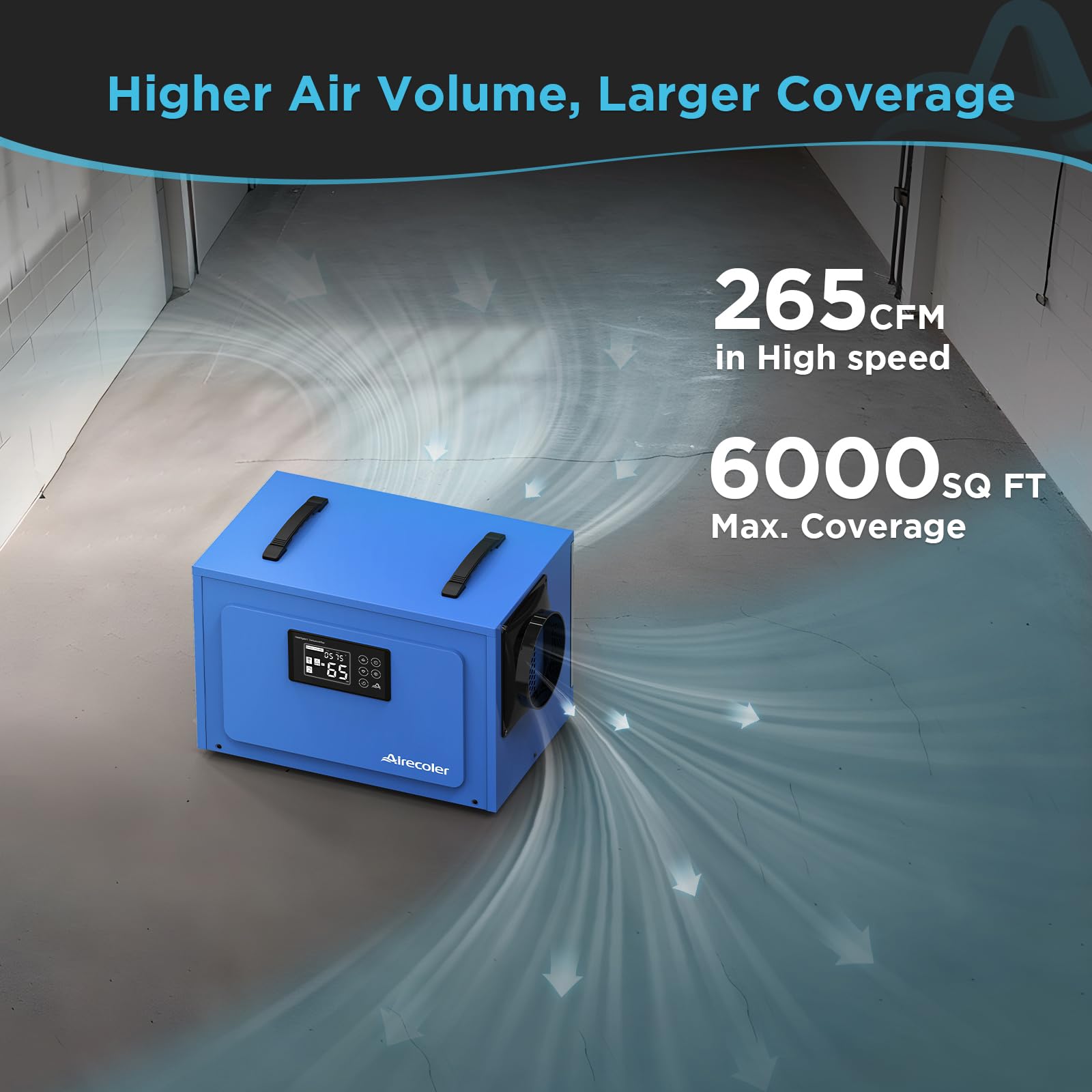 Airecoler 125 Pints Commercial Dehumidifier For Crawl Spaces & Basements With Drain Hose, Industrial Grade Water Damage Restorat