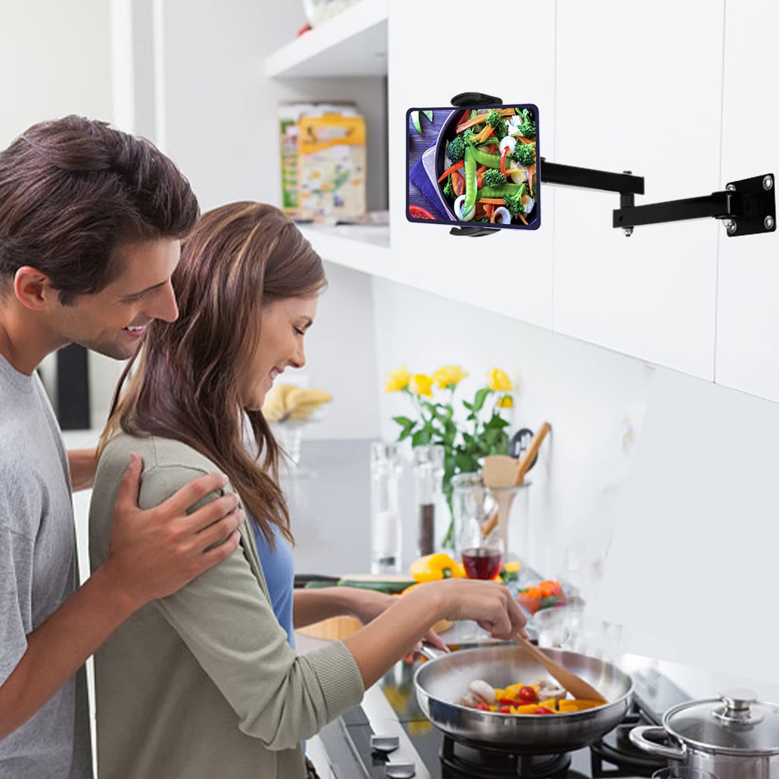Gsruan Adjustable Folding Tablet Wall Mount For 4.7~12.9 Inch Multi Angle Phone Tablet Holder(Black)
