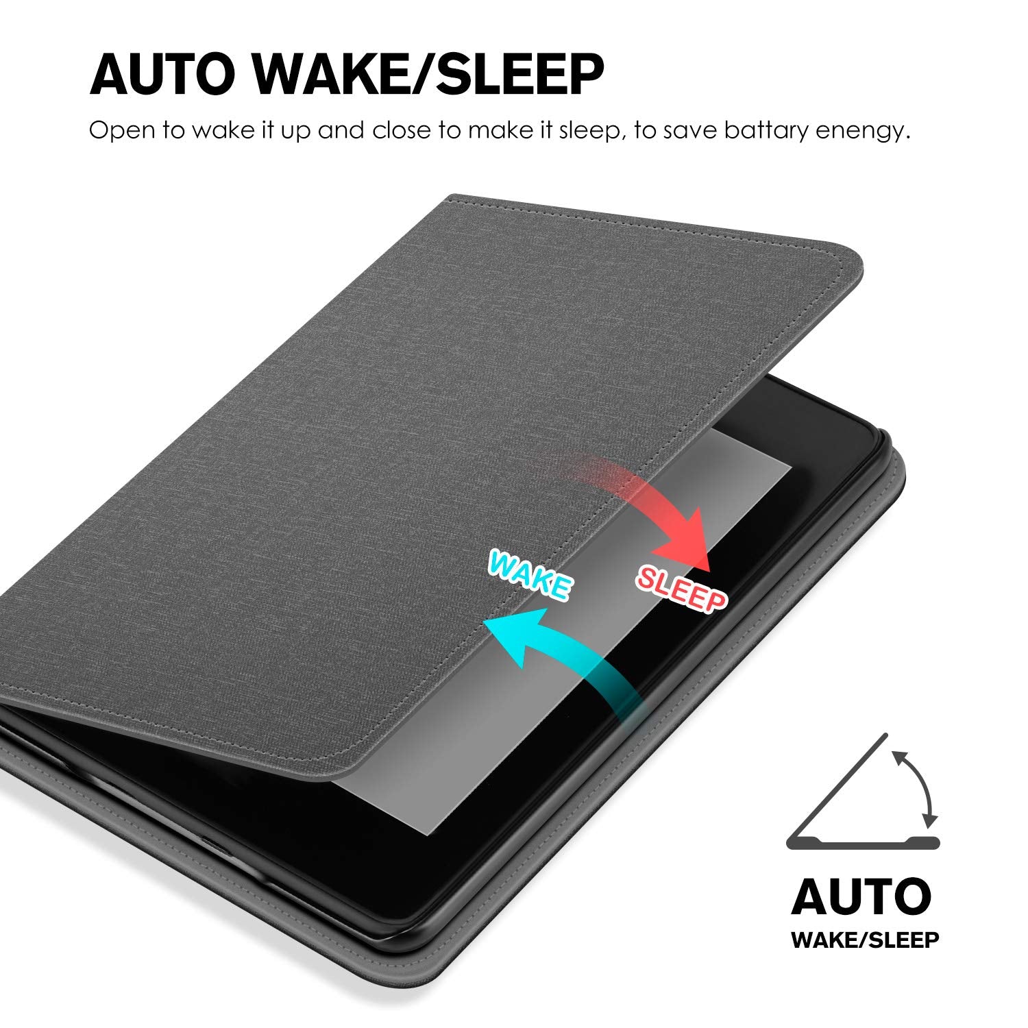 Ayotu Stand Case For Kindle 10Th Gen 2019 Released   Durable Cover With Auto Wake/Sleep, Lightweight Cover With Hand Strap, Grey